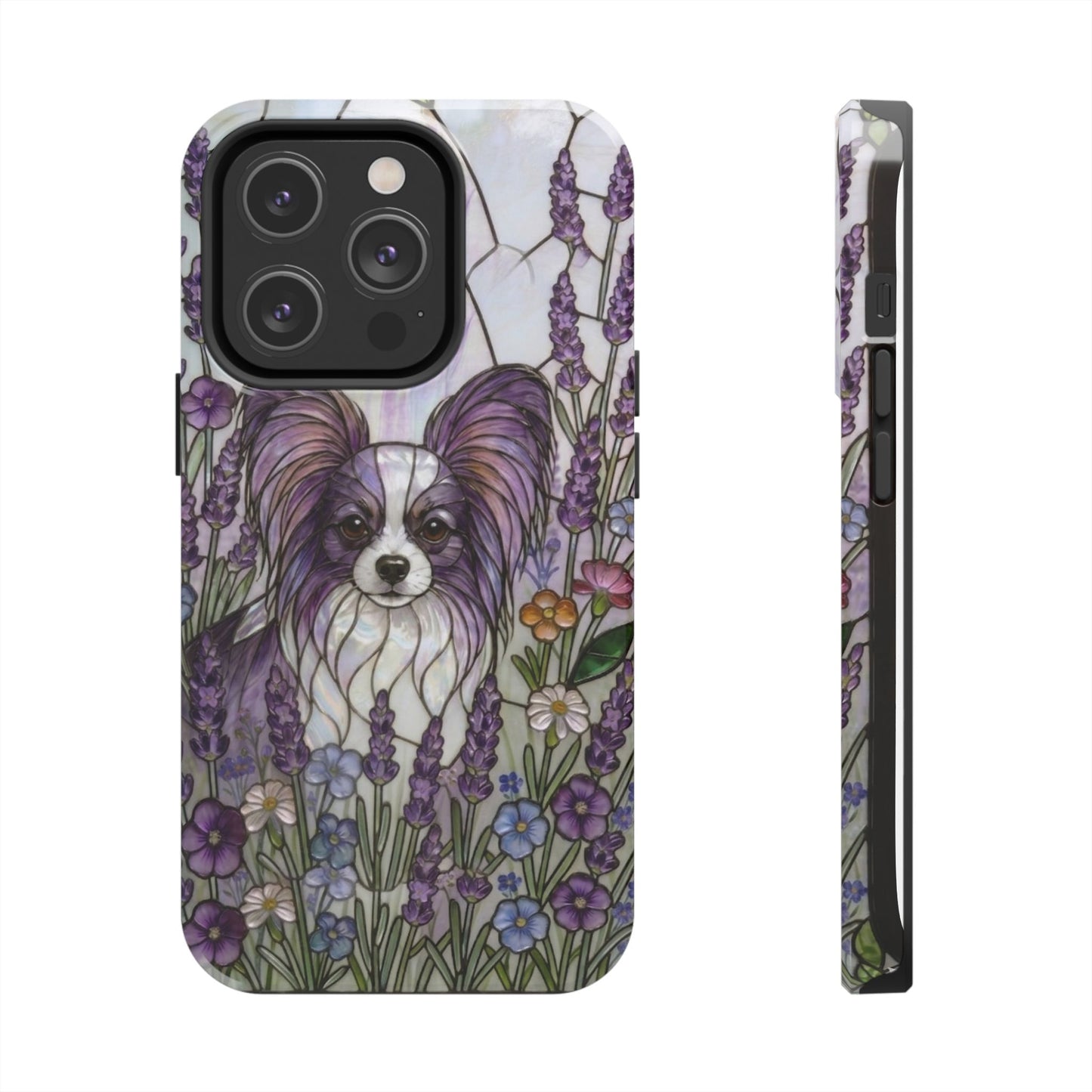 Papillon Stained Glass Style Tough Case — Lavender Floral Theme