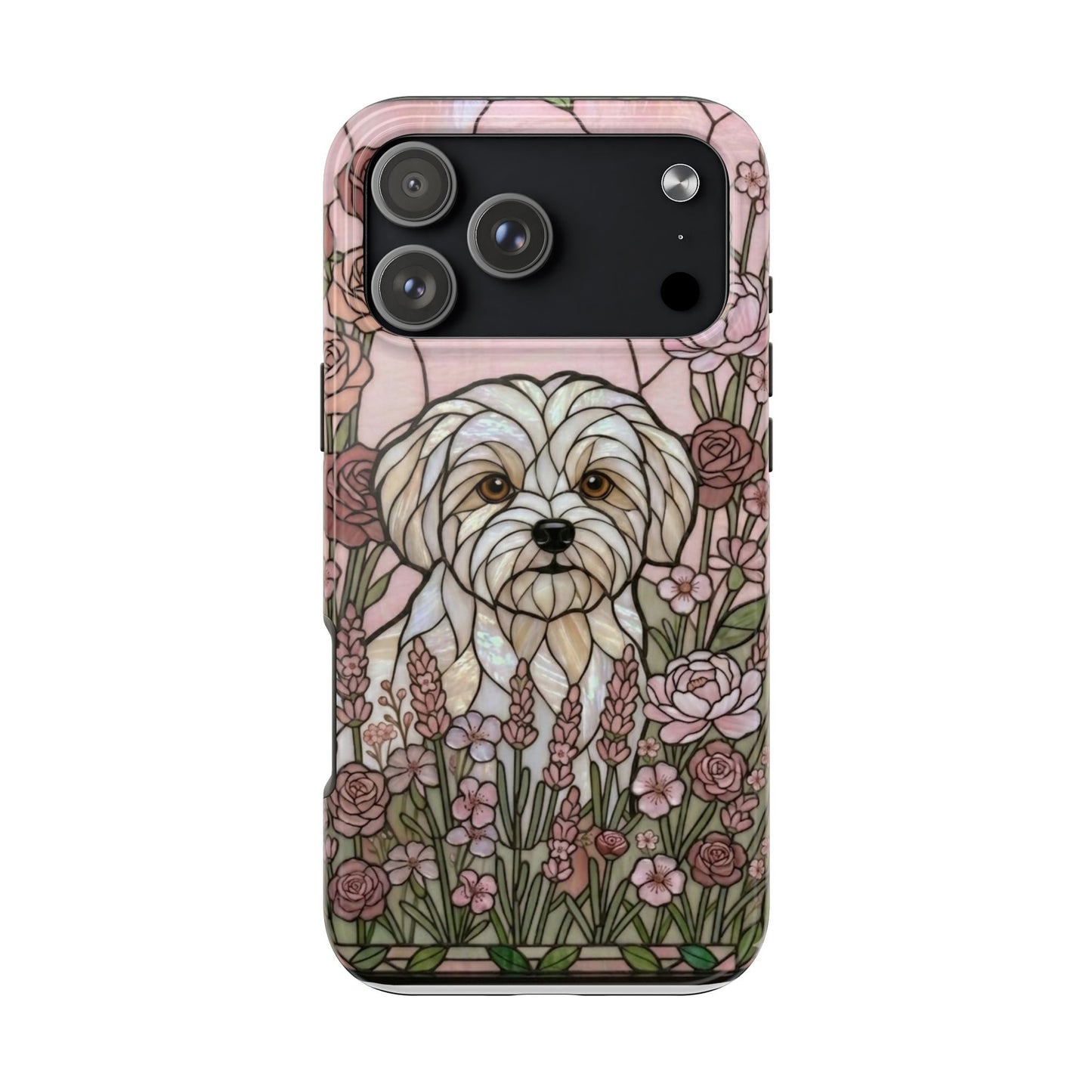 Maltese Stained Glass Style Tough Case — Rose Garden Theme