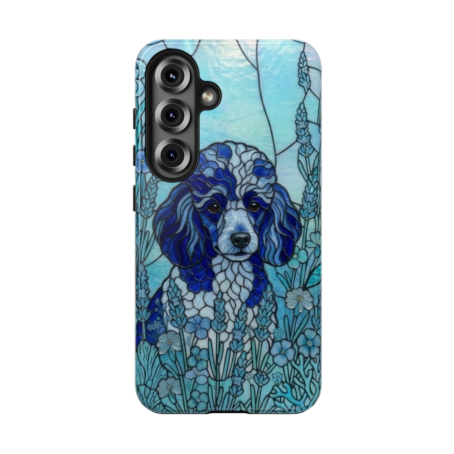 Toy Poodle Stained Glass Style Tough Case — Ocean Blue Theme