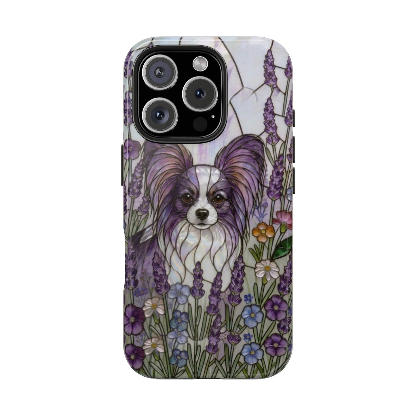 Papillon Stained Glass Style Tough Case — Lavender Floral Theme