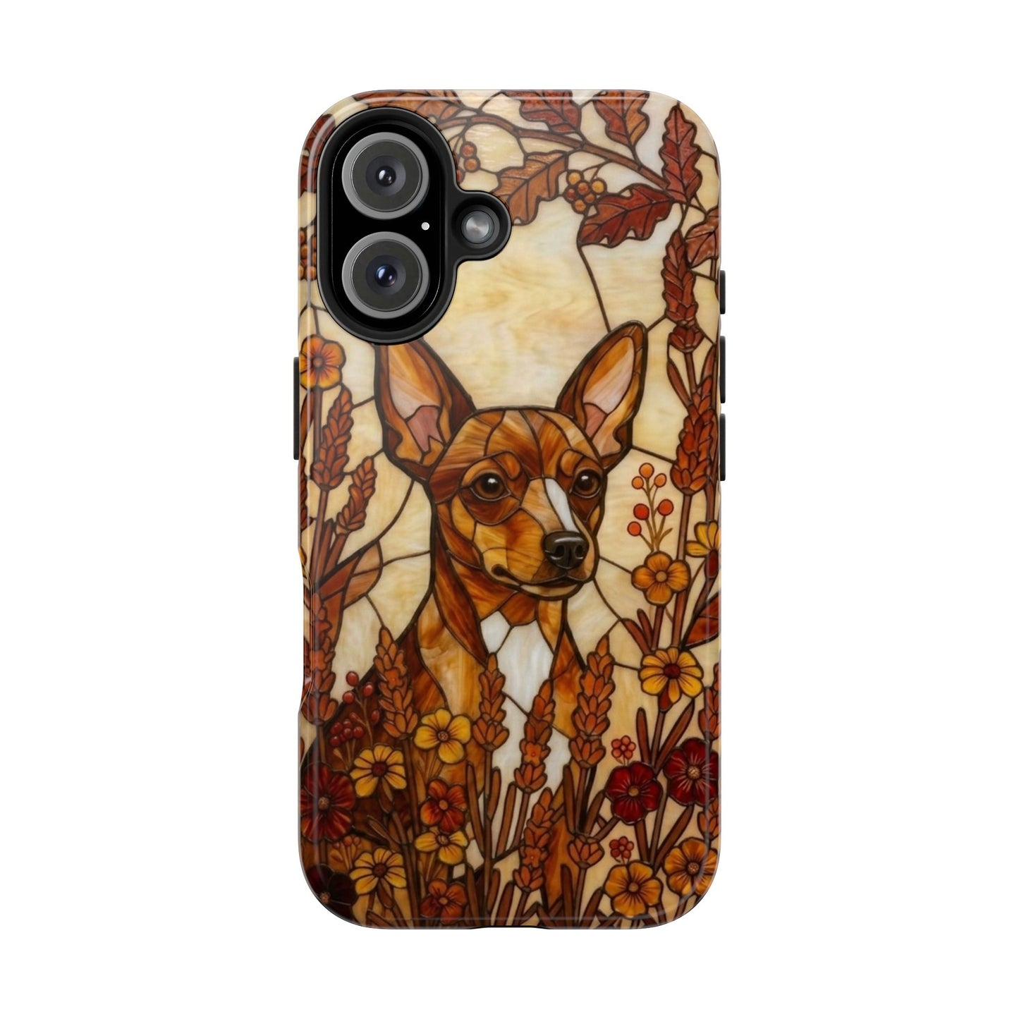 Mini Pinscher Stained Glass Style Tough Case — Autumn Warmth Theme