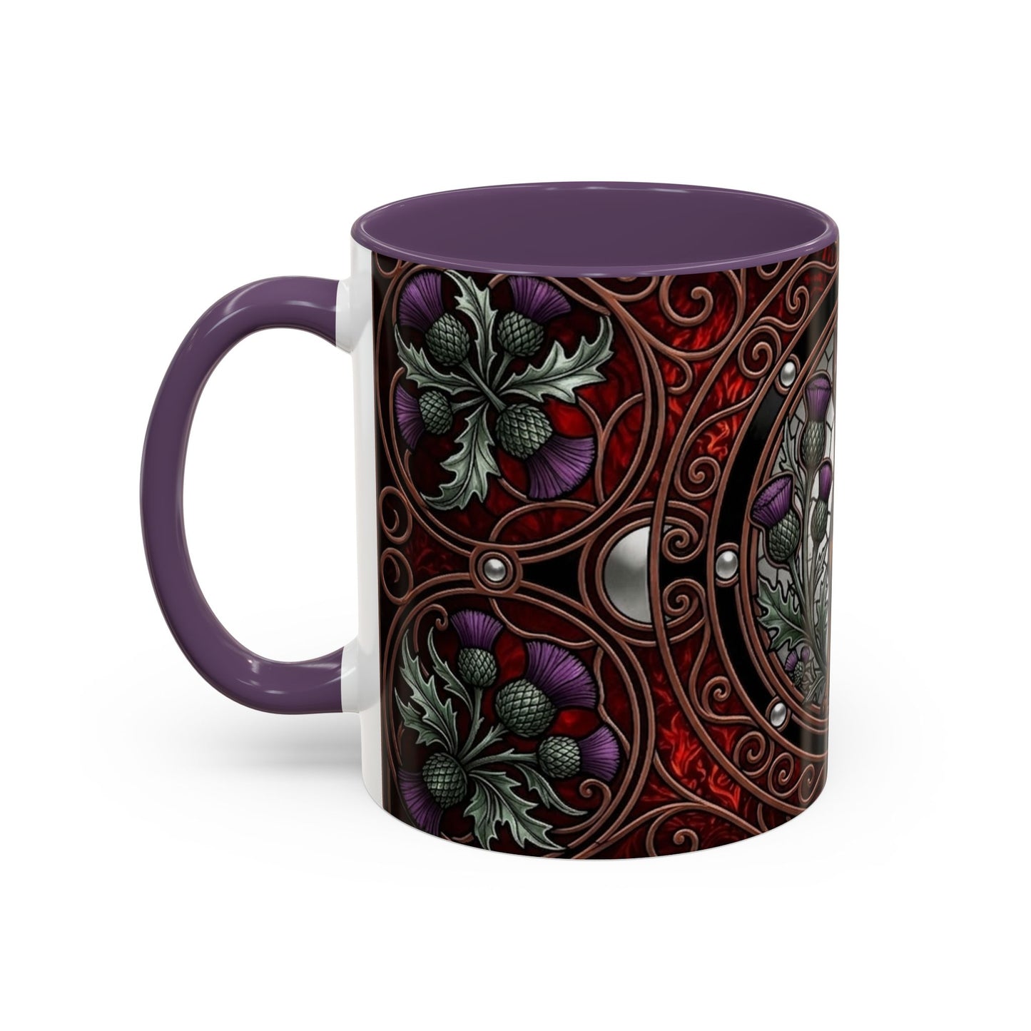 Mini Pinscher Stained Glass Style Thistle Theme Coffee Mug