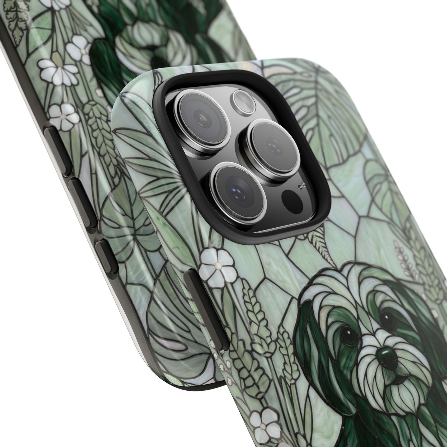 Maltese Stained Glass Style Tough Case — Botanical Green Theme