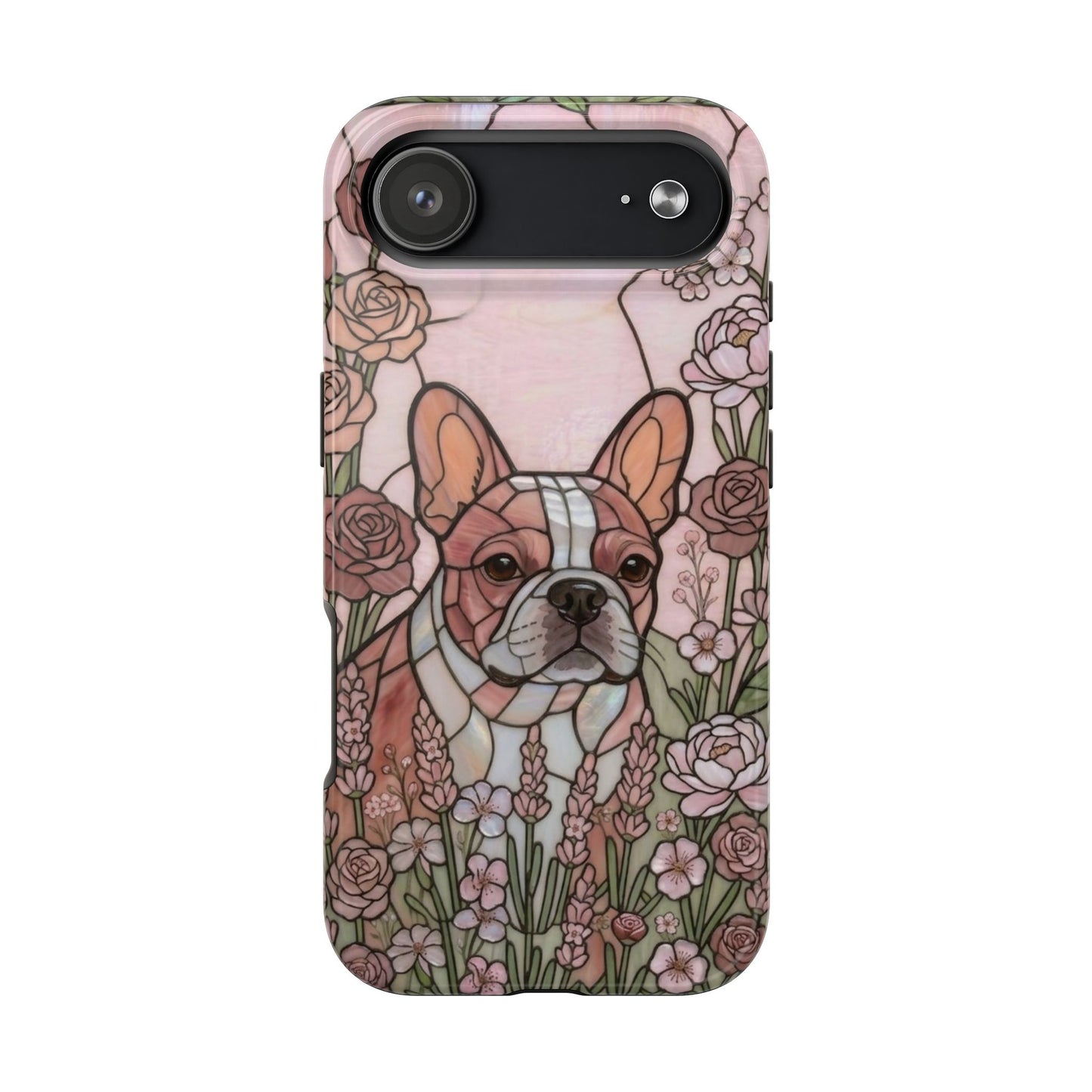 Frenchie Stained Glass Style Tough Case — Rose Garden Theme