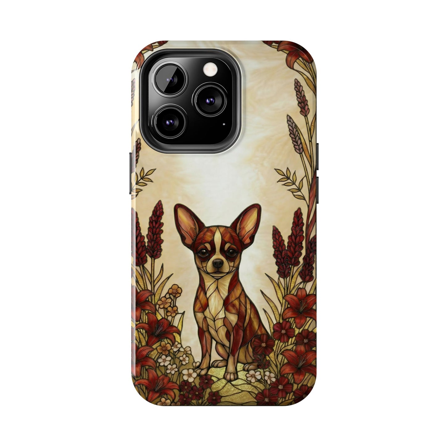 Chihuahua Stained Glass Style Tough Case — Fire & Gold Theme