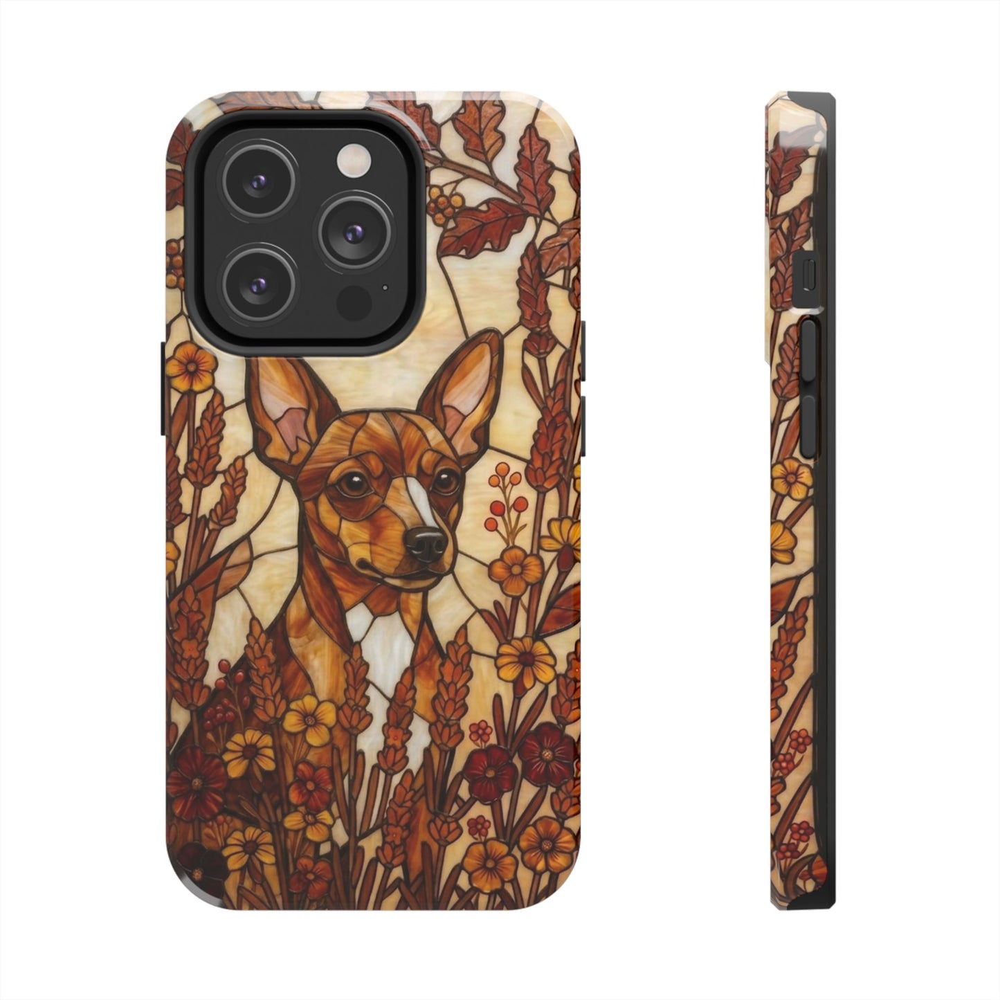 Mini Pinscher Stained Glass Style Tough Case — Autumn Warmth Theme