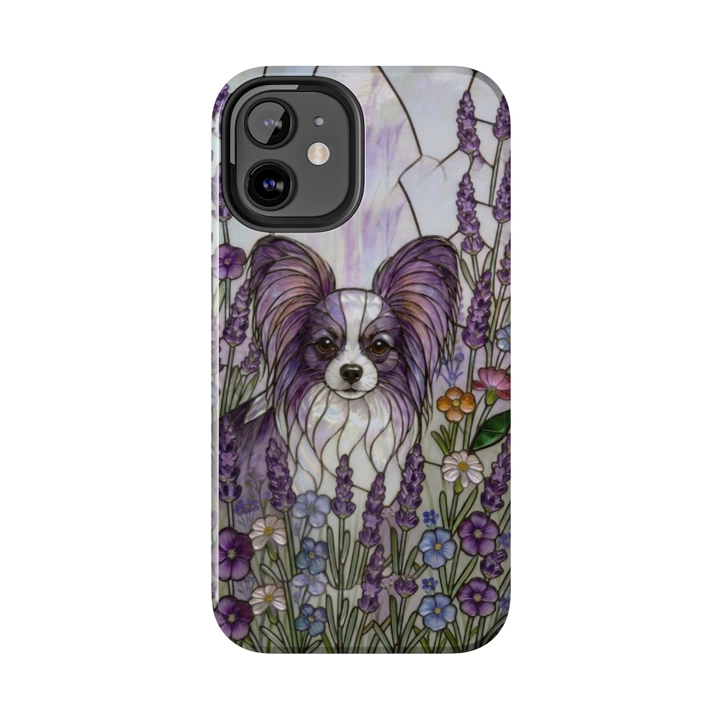 Papillon Stained Glass Style Tough Case — Lavender Floral Theme