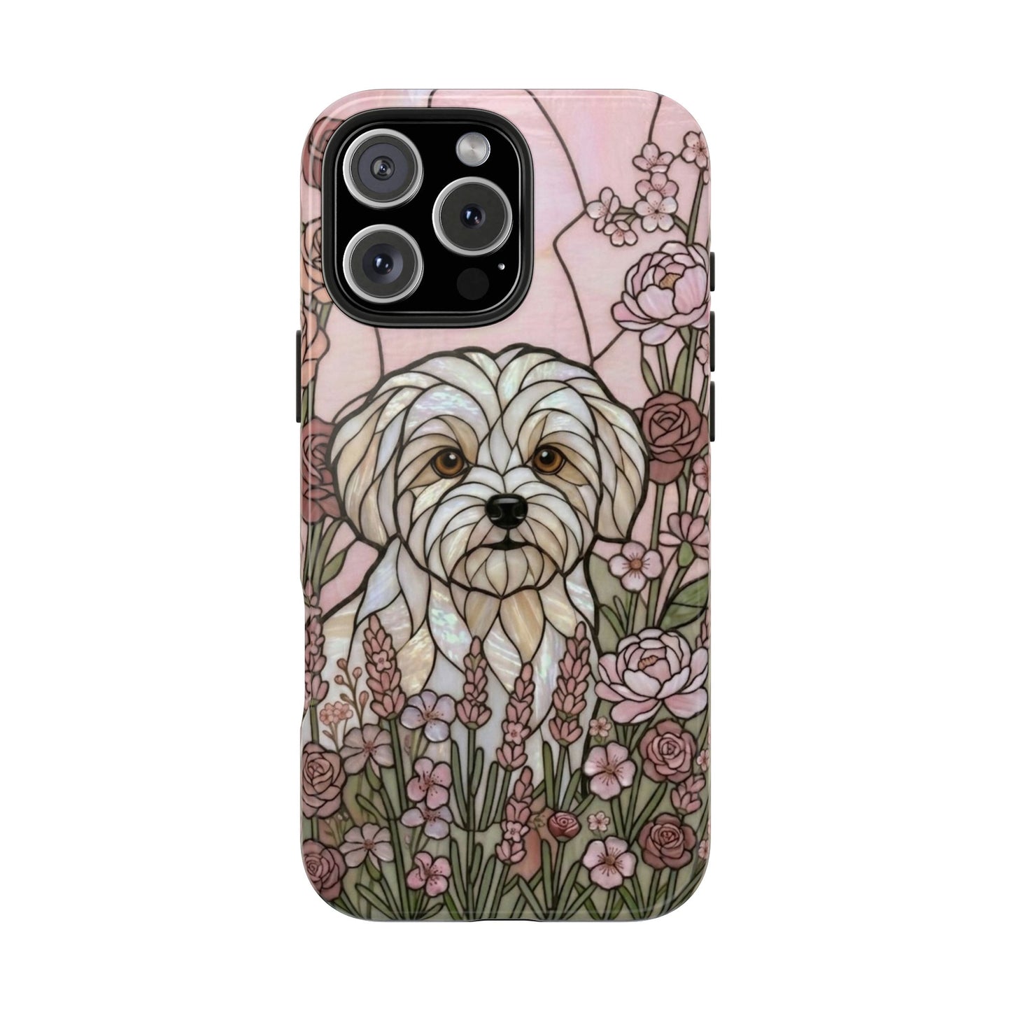 Maltese Stained Glass Style Tough Case — Rose Garden Theme