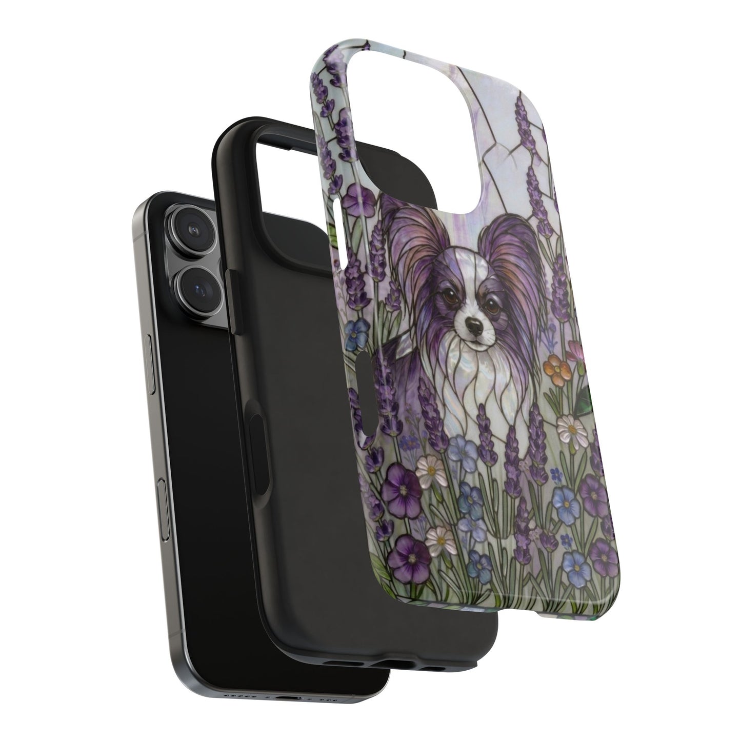 Papillon Stained Glass Style Tough Case — Lavender Floral Theme