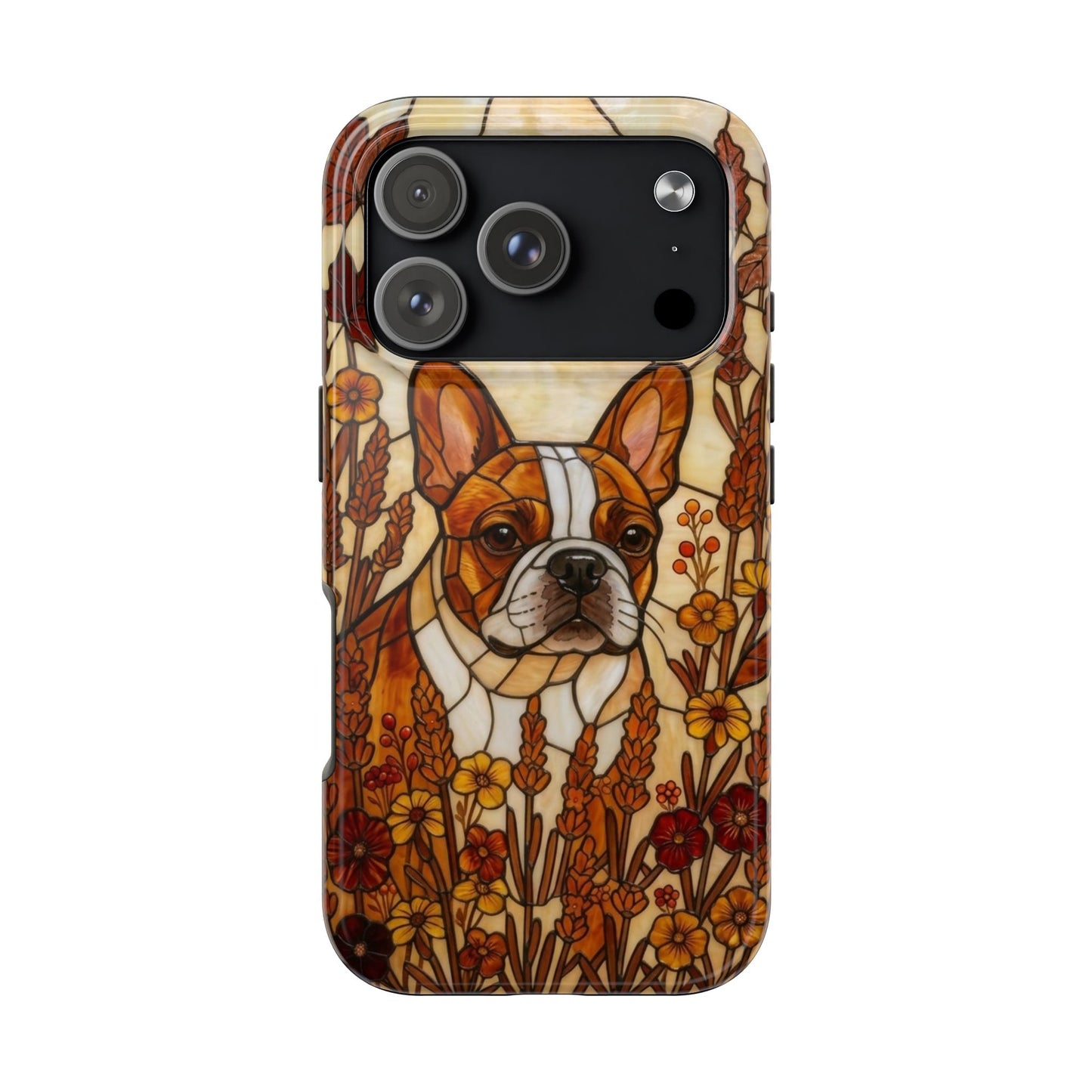 Frenchie Stained Glass Style Tough Case — Autumn Warmth Theme