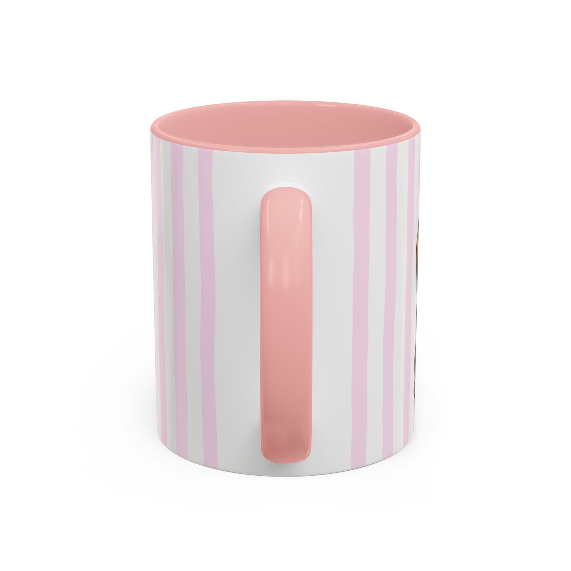 Cylindrical container with pink lid and handle on a white background