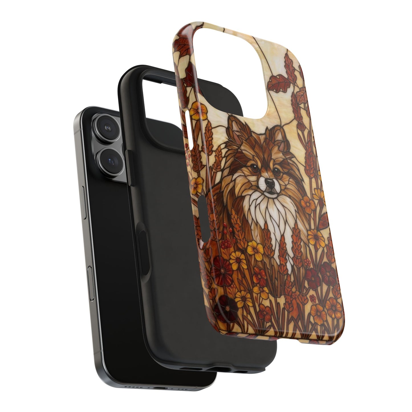 Pomeranian Stained Glass Style Tough Case — Autumn Warmth Theme