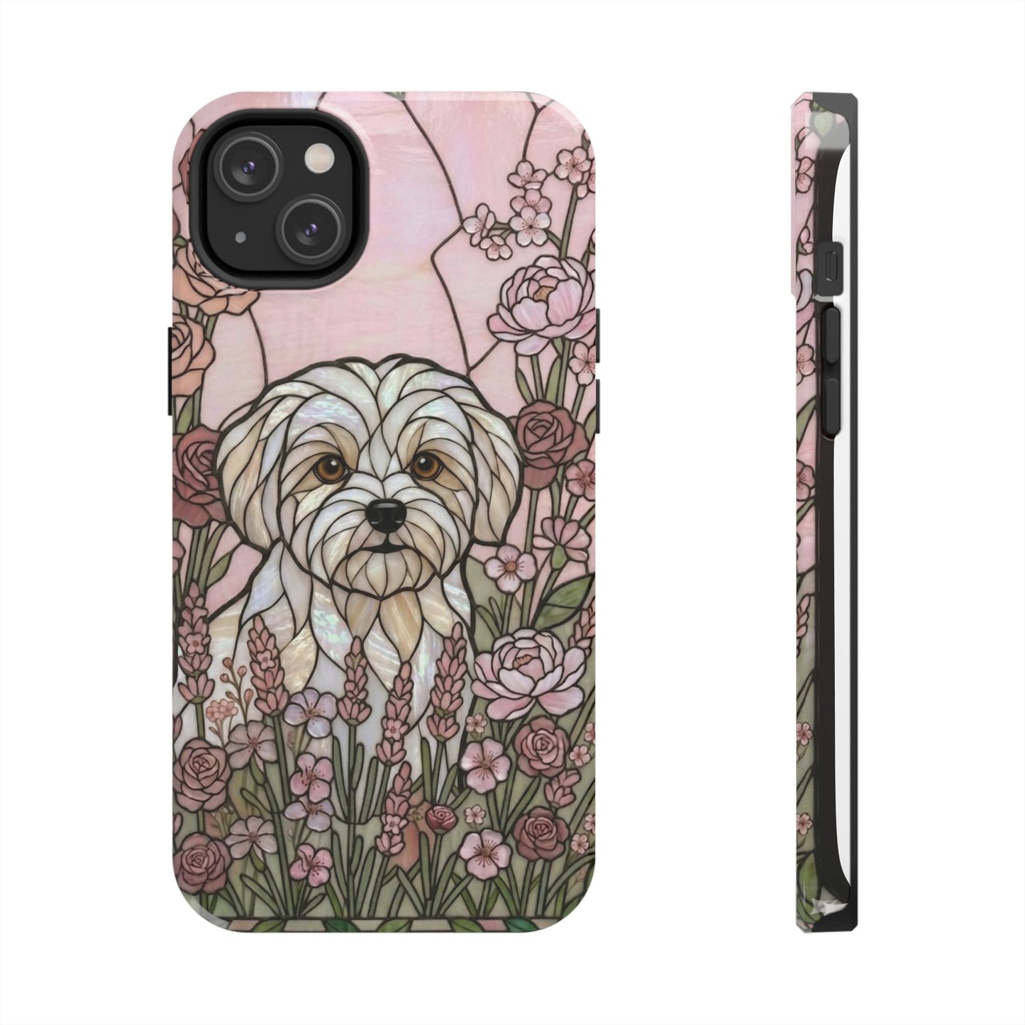 Maltese Stained Glass Style Tough Case — Rose Garden Theme