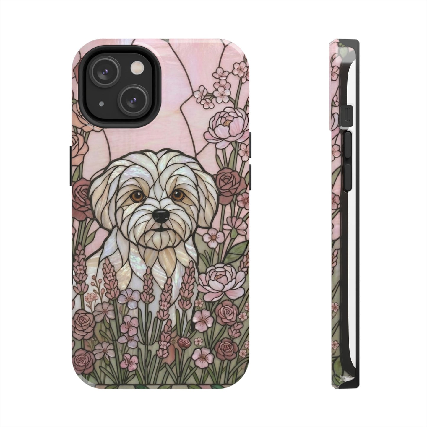 Maltese Stained Glass Style Tough Case — Rose Garden Theme