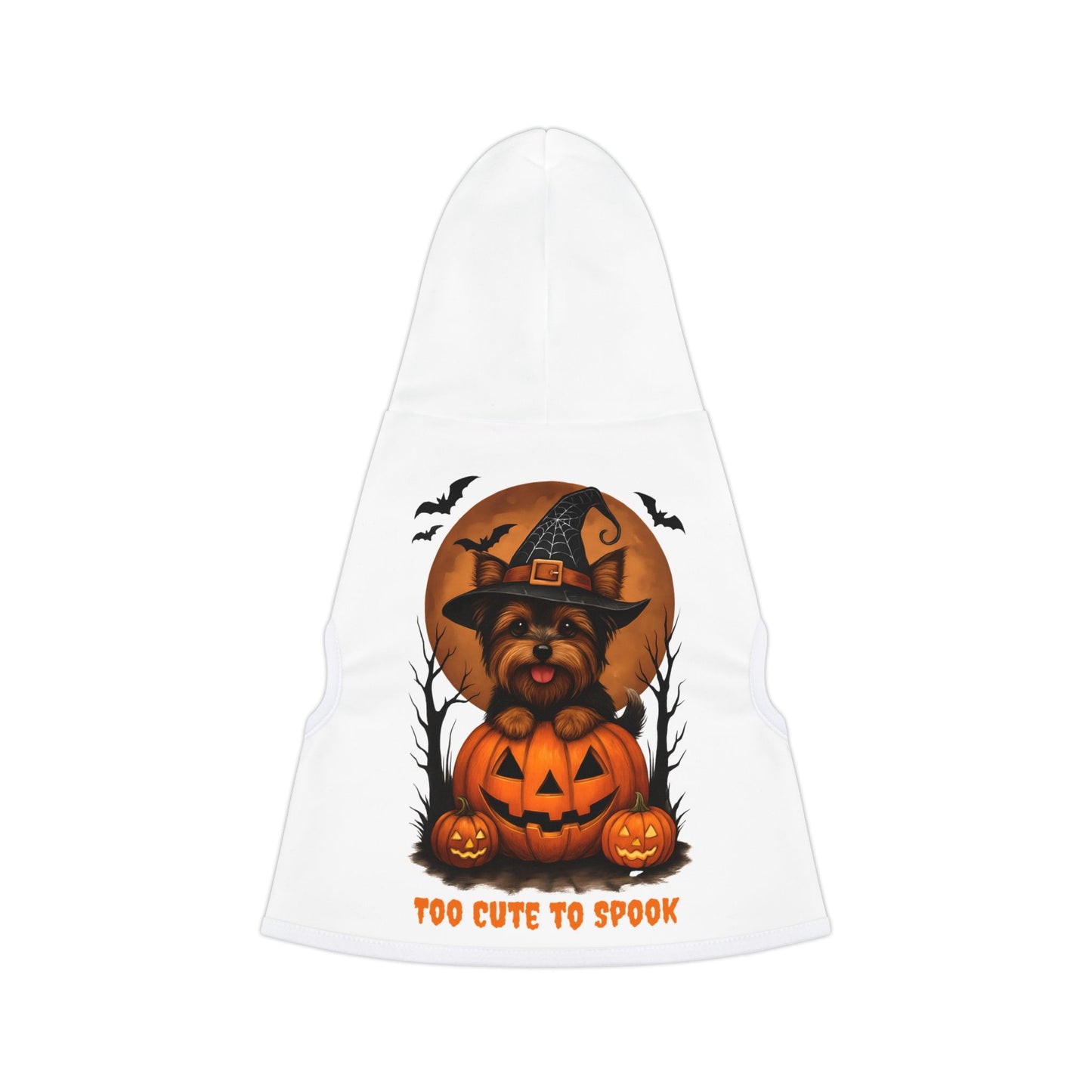 Cute Yorkie White Halloween Dog Hoodie – Too Cute to Spook!