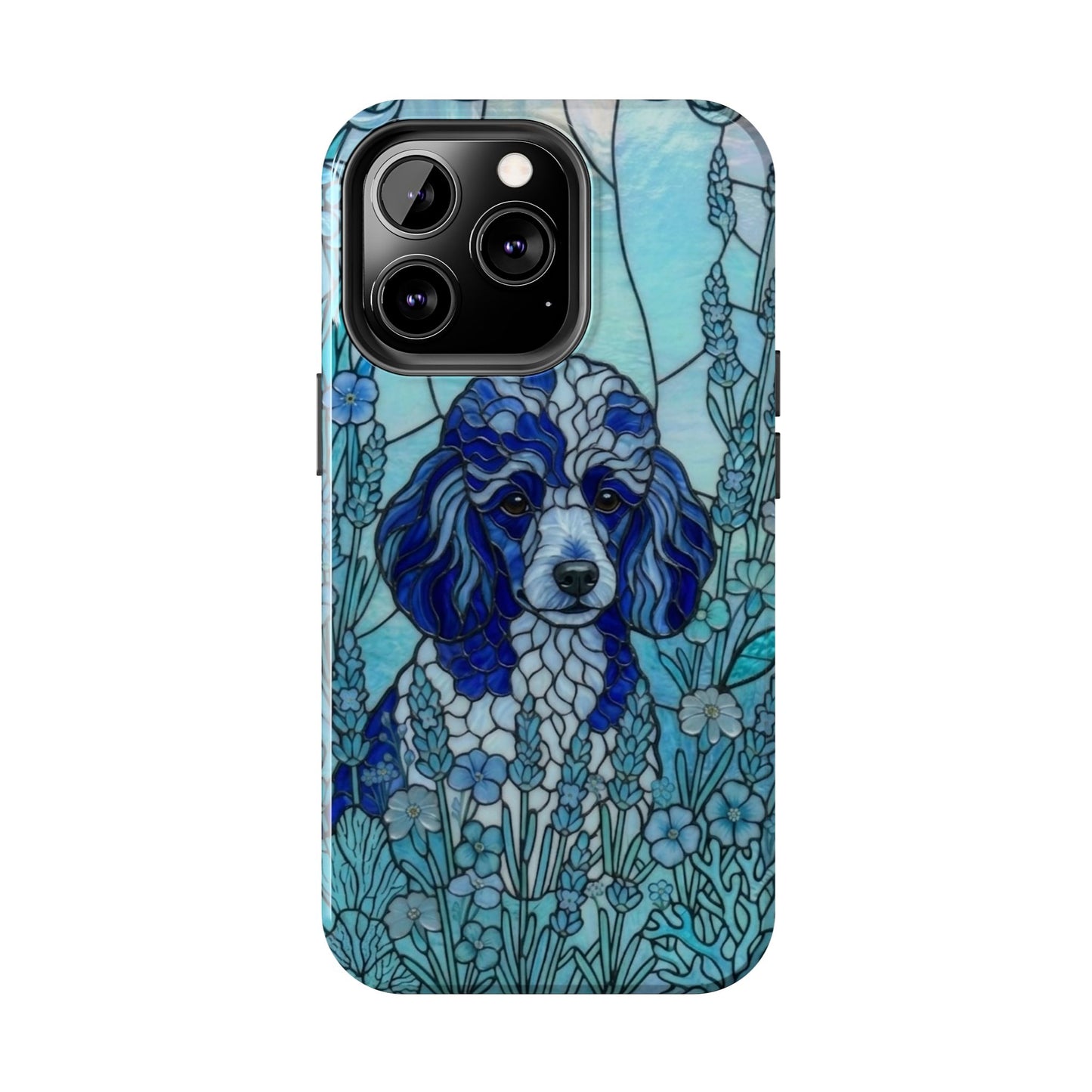 Toy Poodle Stained Glass Style Tough Case — Ocean Blue Theme