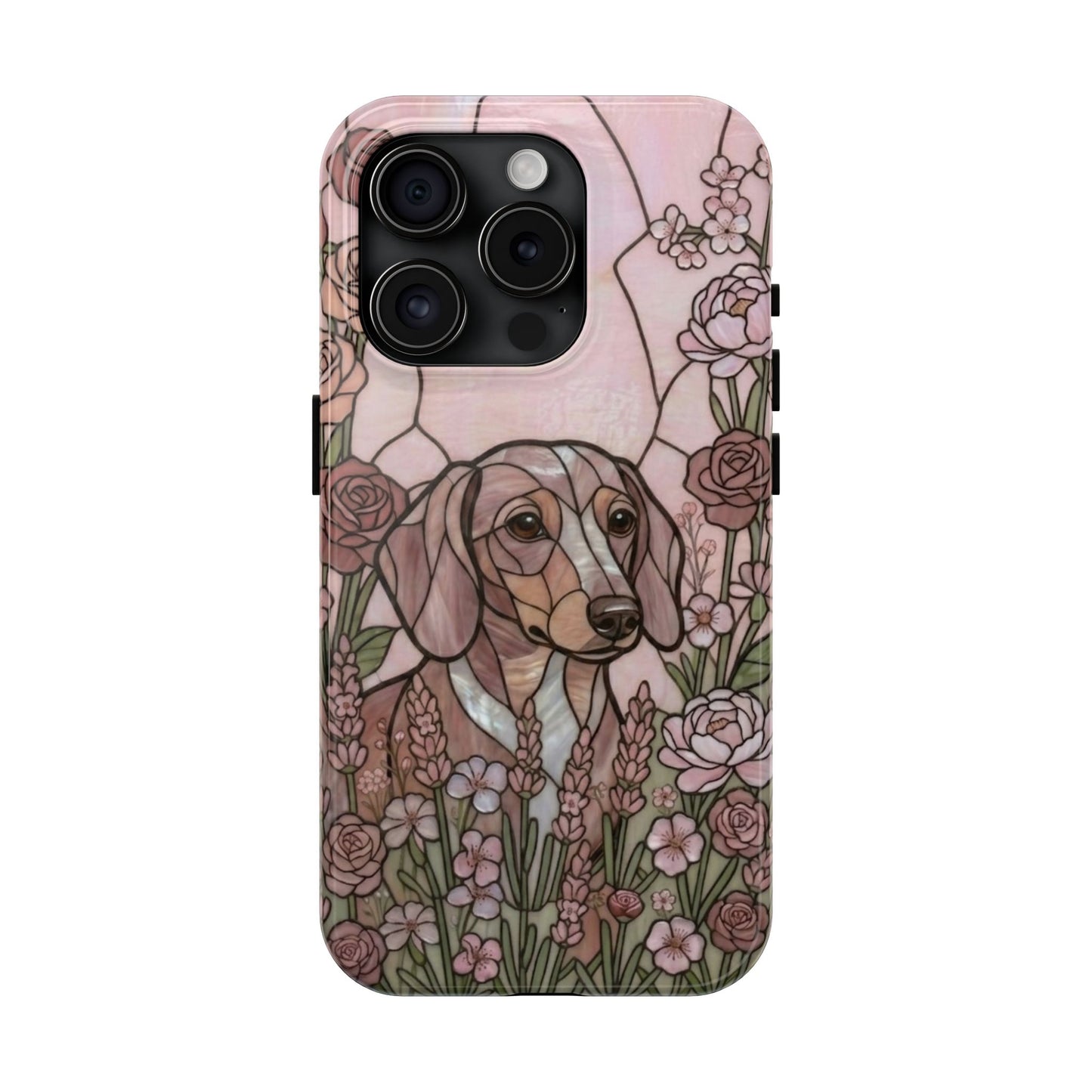 Dachshund Stained Glass Style Tough Case — Rose Garden Theme