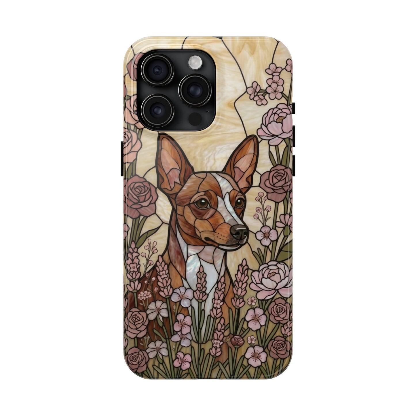 Mini Pinscher Stained Glass Style Tough Case — Rose Garden Theme