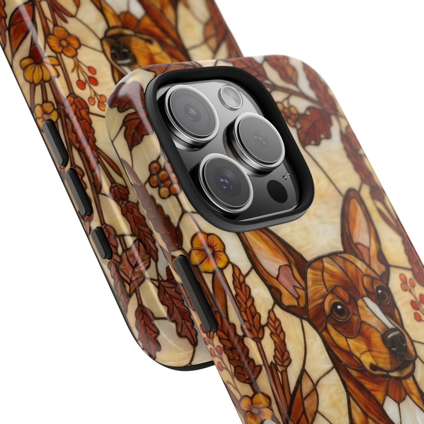 Mini Pinscher Stained Glass Style Tough Case — Autumn Warmth Theme