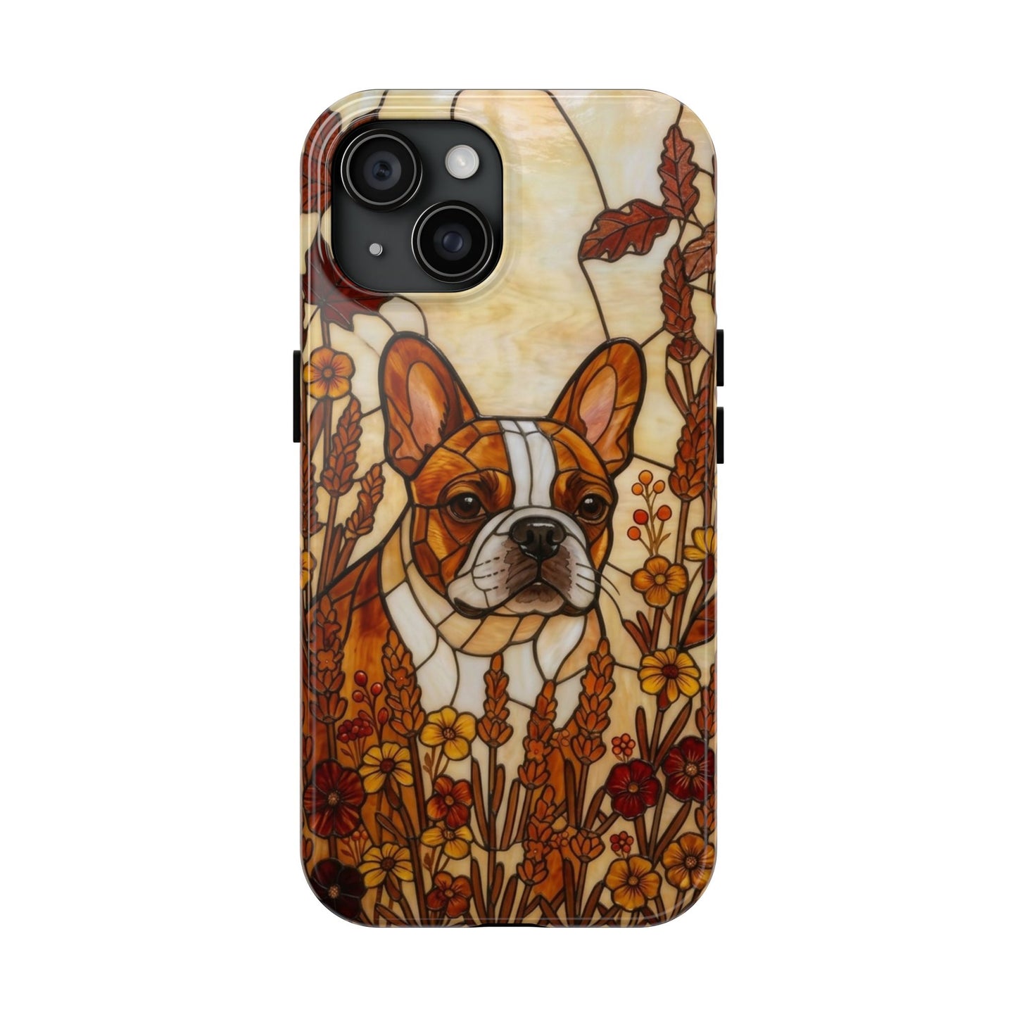 Frenchie Stained Glass Style Tough Case — Autumn Warmth Theme