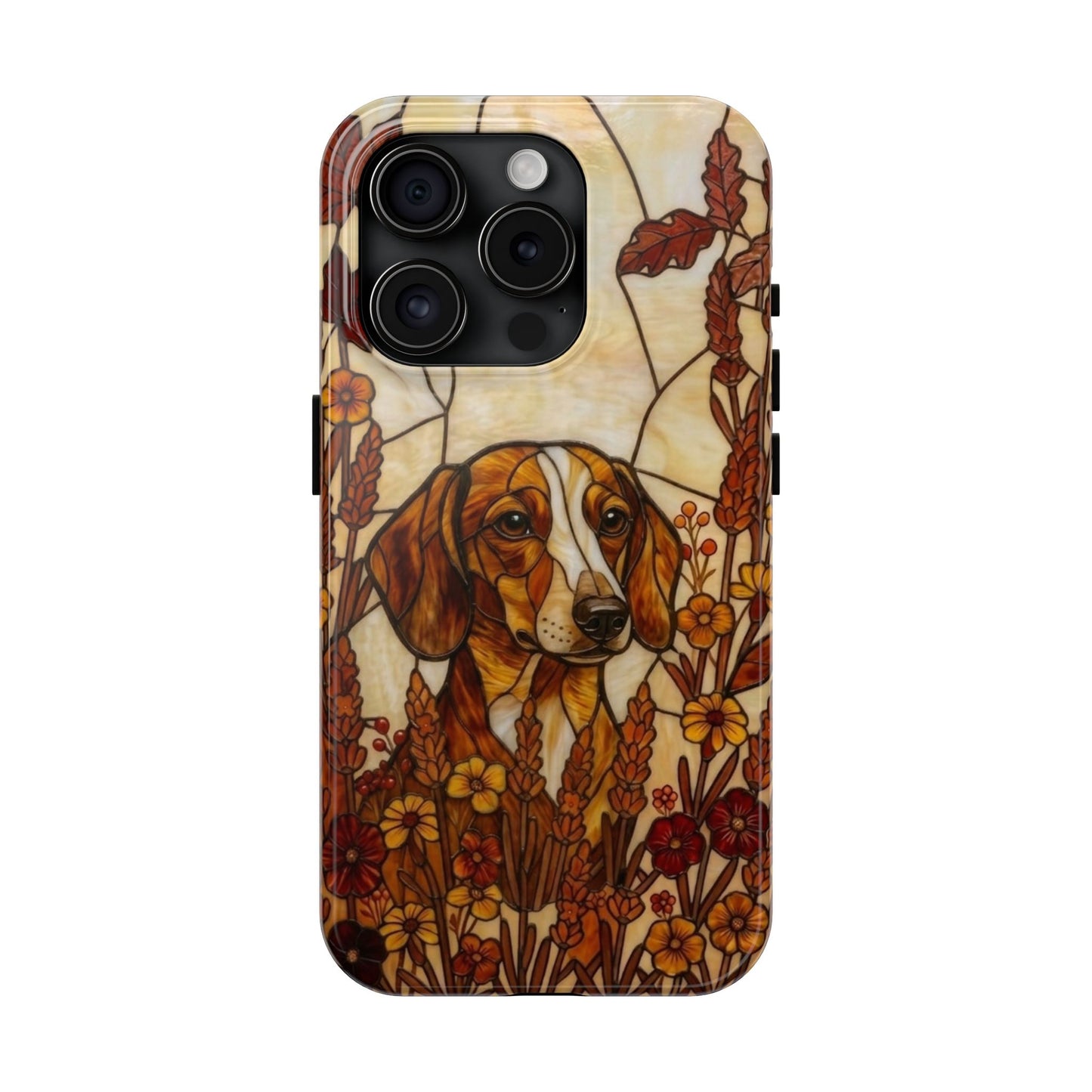 Dachshund Stained Glass Style Tough Case — Autumn Warmth Theme