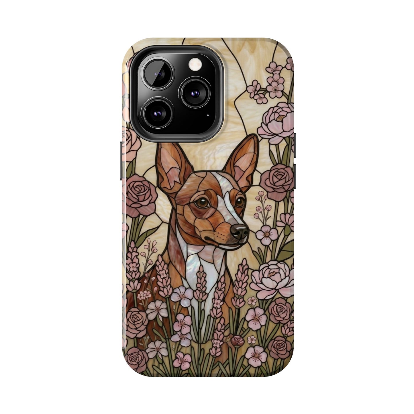 Mini Pinscher Stained Glass Style Tough Case — Rose Garden Theme