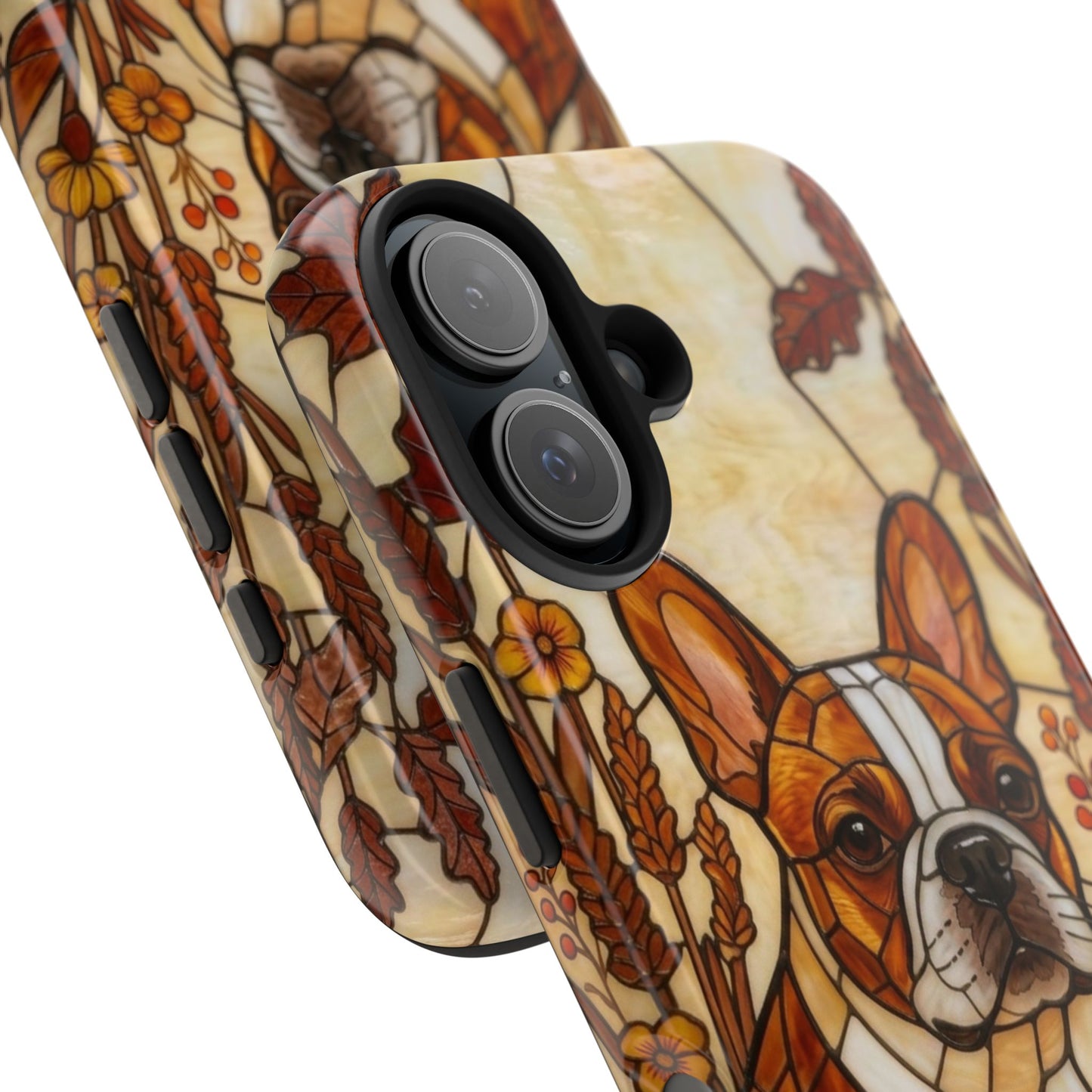 Frenchie Stained Glass Style Tough Case — Autumn Warmth Theme