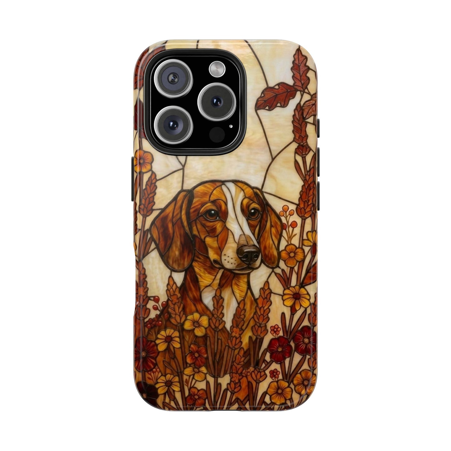 Dachshund Stained Glass Style Tough Case — Autumn Warmth Theme