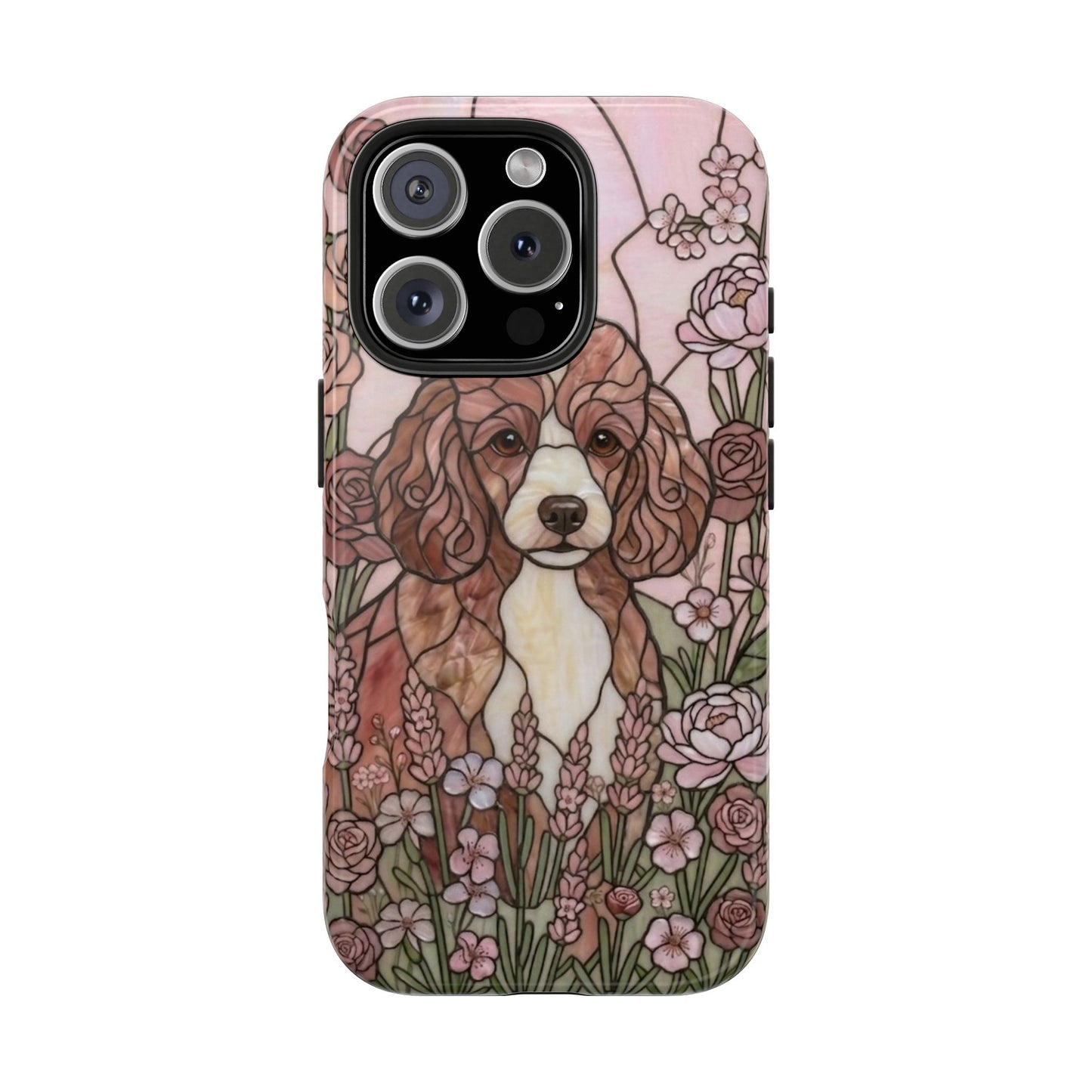 Toy Poodle Stained Glass Style Tough Case — Rose Garden Theme