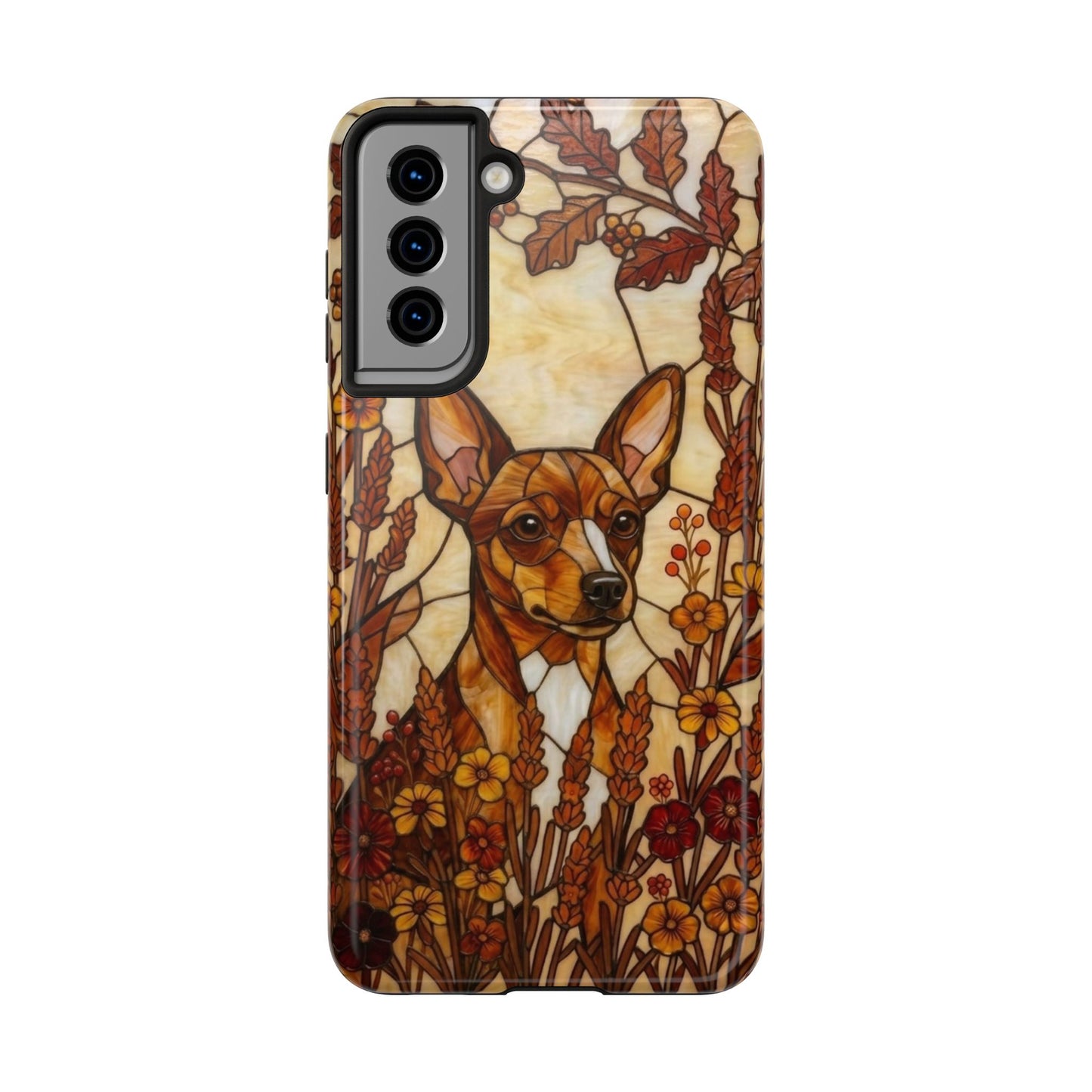Mini Pinscher Stained Glass Style Tough Case — Autumn Warmth Theme
