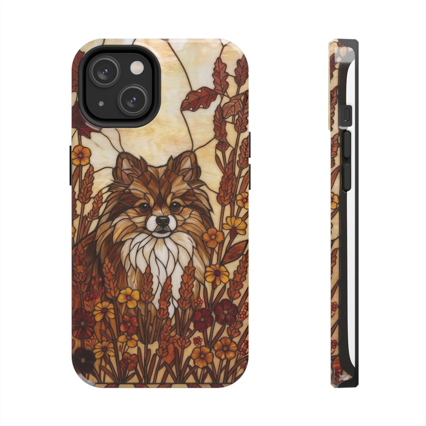 Pomeranian Stained Glass Style Tough Case — Autumn Warmth Theme