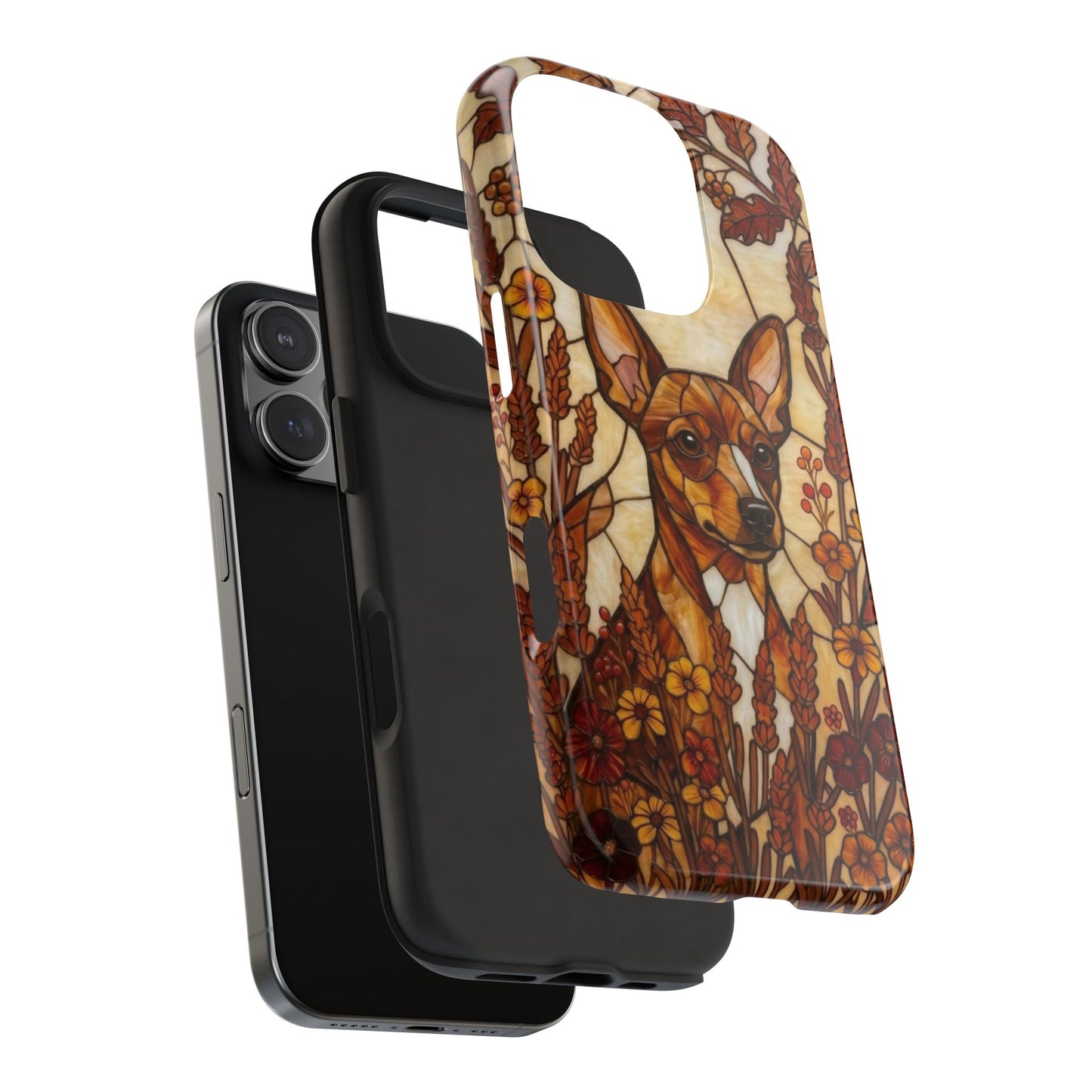 Mini Pinscher Stained Glass Style Tough Case — Autumn Warmth Theme
