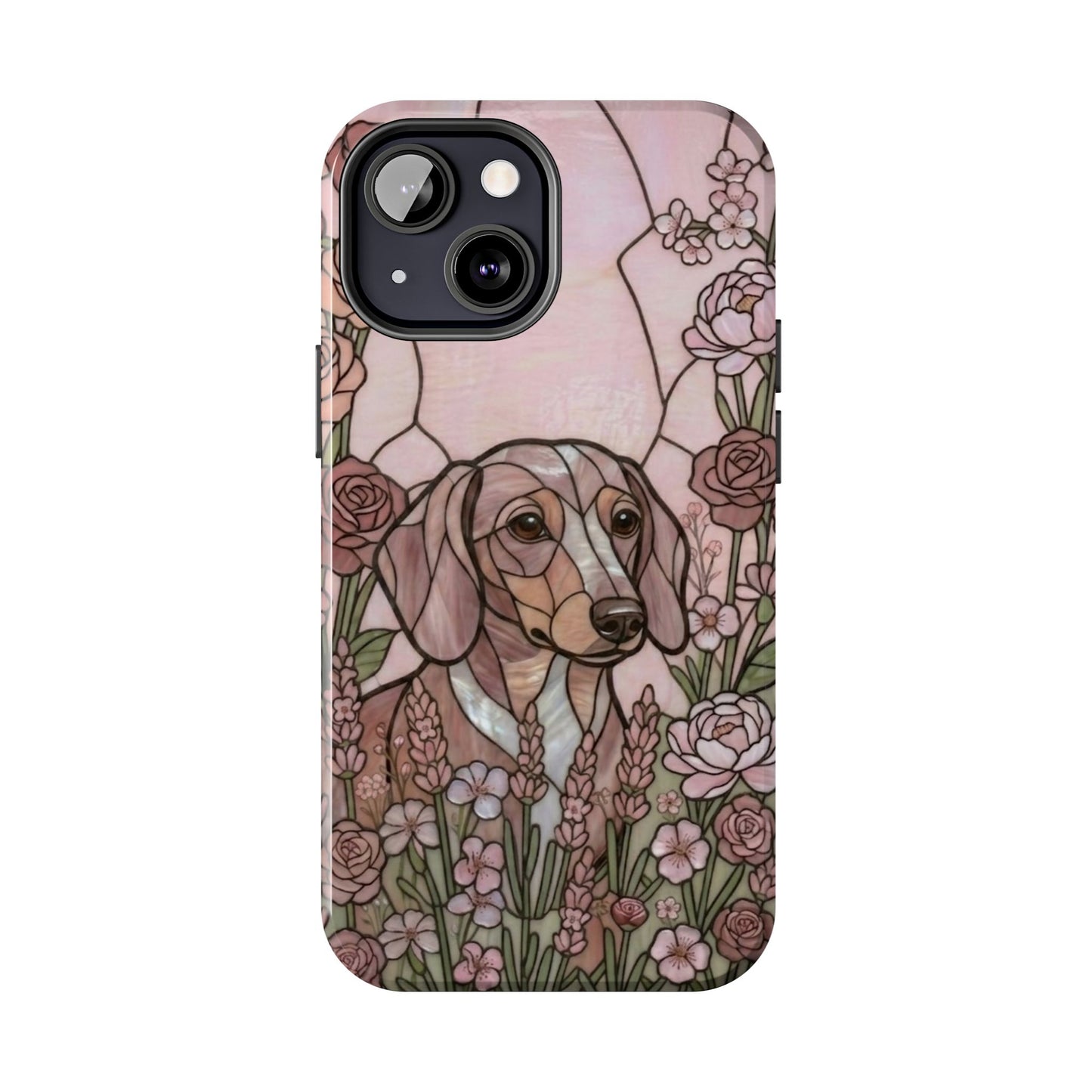 Dachshund Stained Glass Style Tough Case — Rose Garden Theme