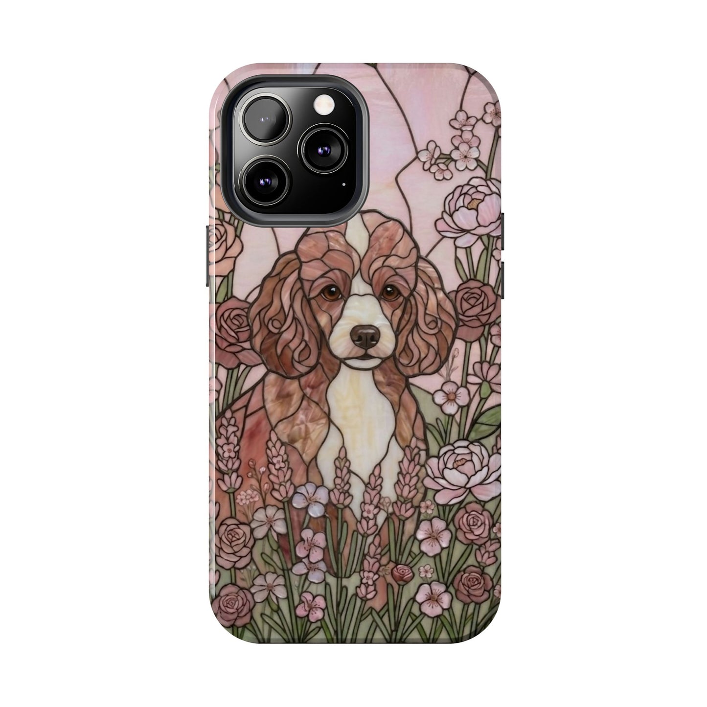 Toy Poodle Stained Glass Style Tough Case — Rose Garden Theme