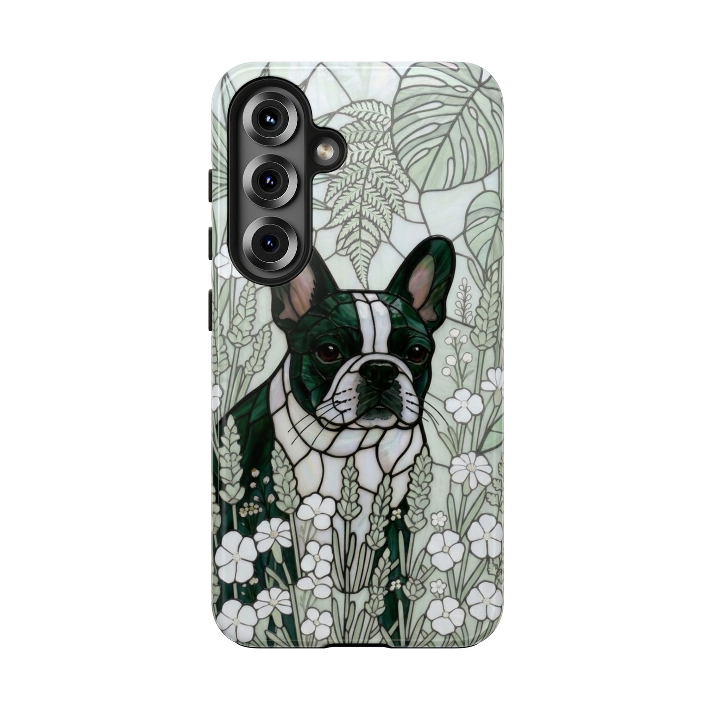 Frenchie Stained Glass Style Tough Case — Botanical GreenTheme