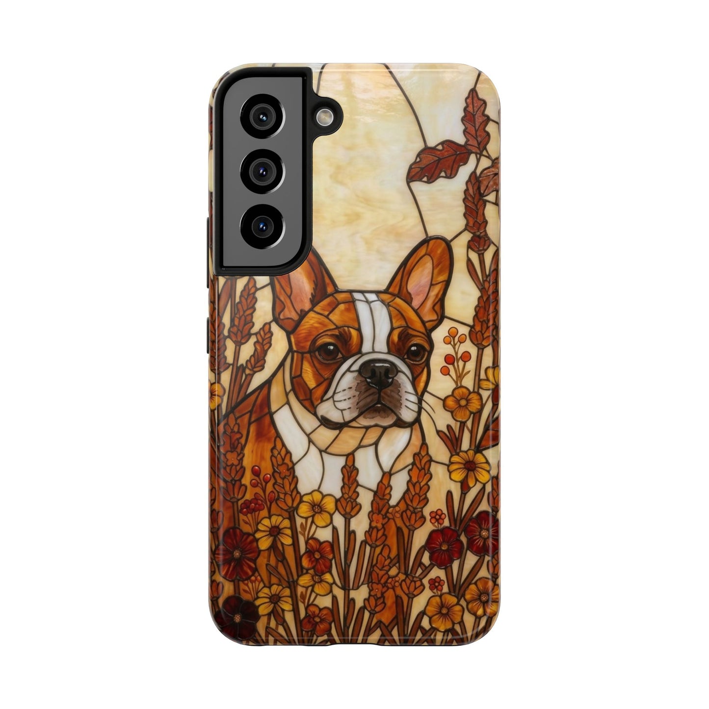 Frenchie Stained Glass Style Tough Case — Autumn Warmth Theme