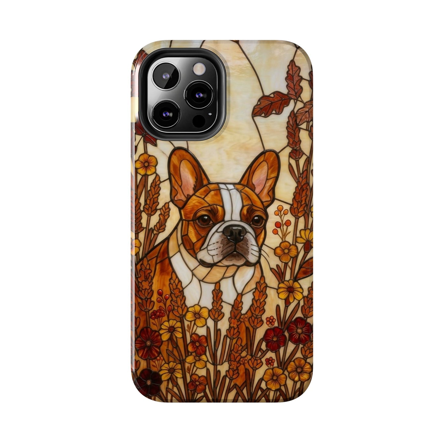Frenchie Stained Glass Style Tough Case — Autumn Warmth Theme