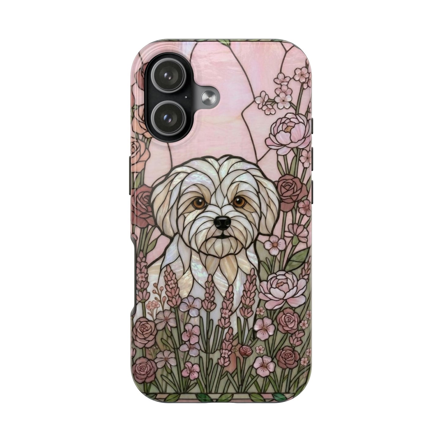 Maltese Stained Glass Style Tough Case — Rose Garden Theme