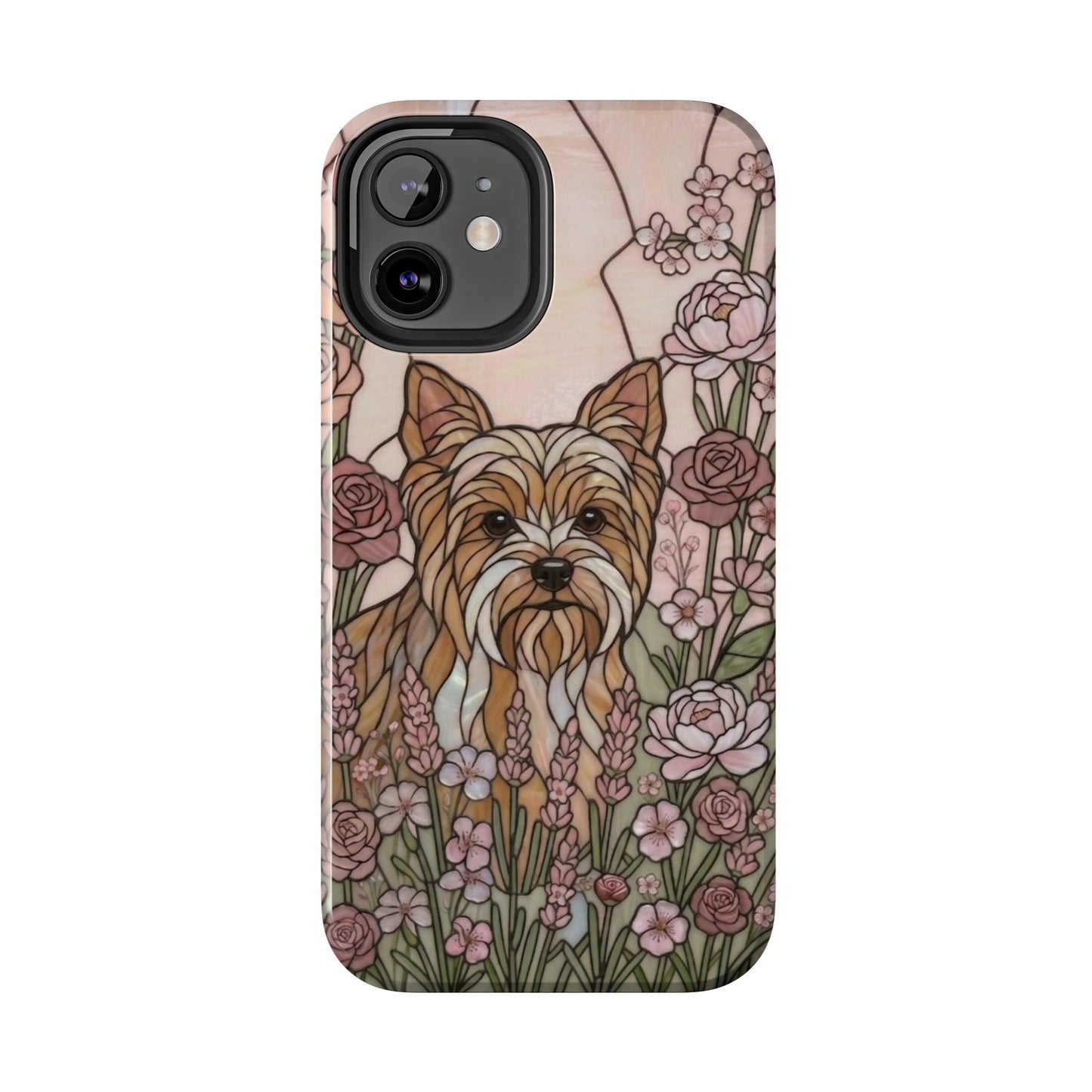 Yorkie Stained Glass Style Tough Case — Rose Garden Theme