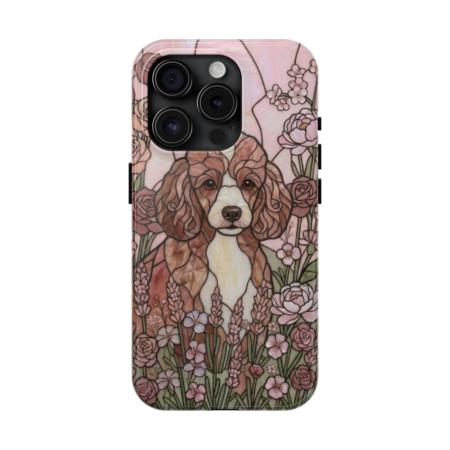 Toy Poodle Stained Glass Style Tough Case — Rose Garden Theme