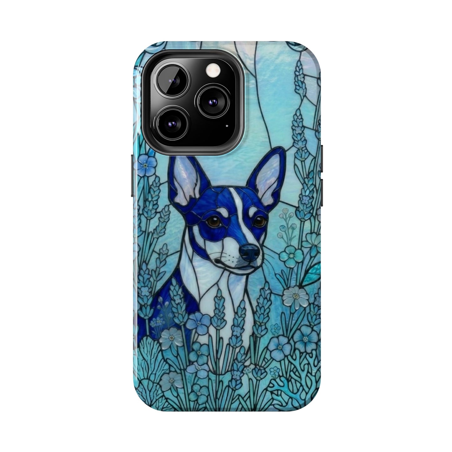 Mini Pinscher Stained Glass Style Tough Case — Ocean Blue Theme