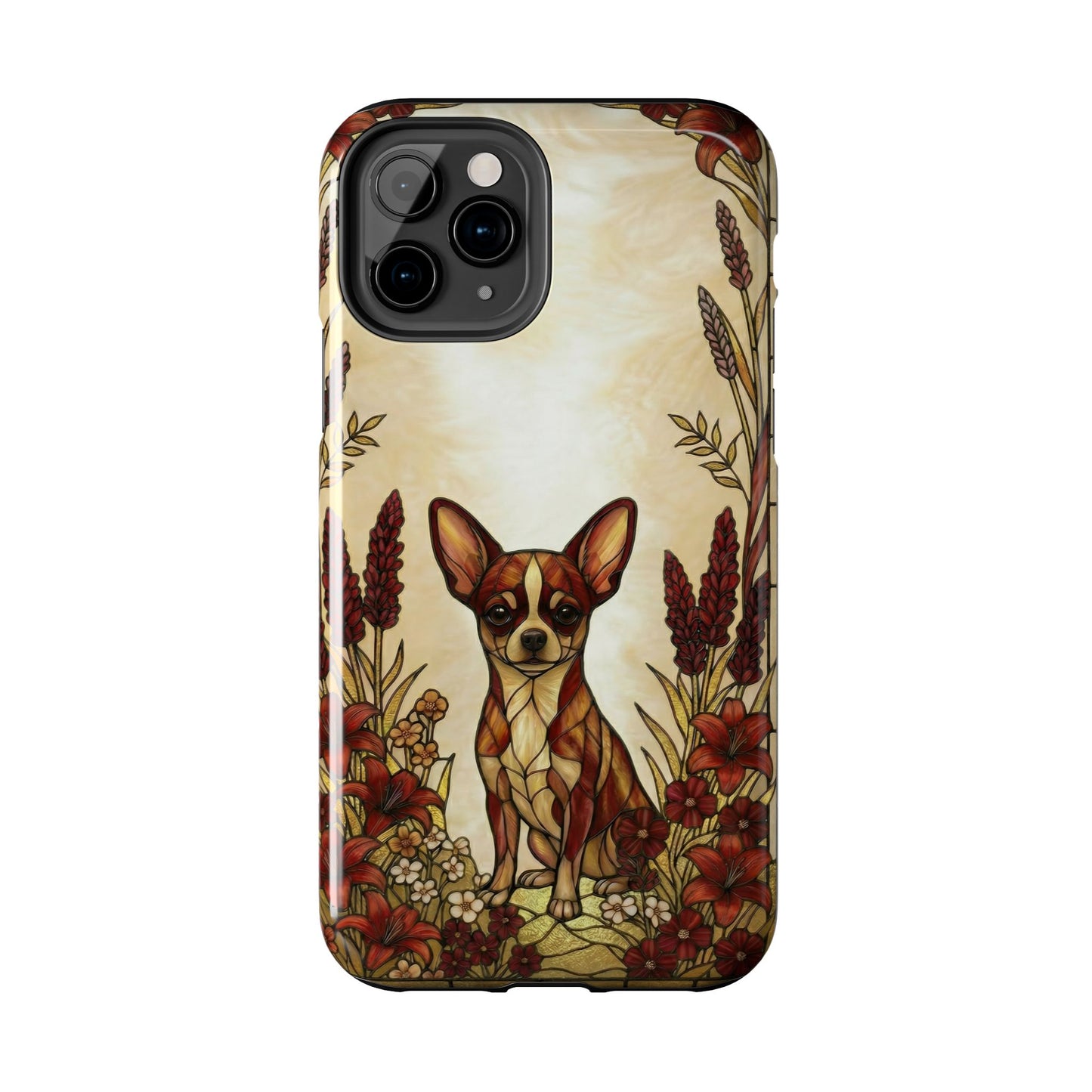Chihuahua Stained Glass Style Tough Case — Fire & Gold Theme