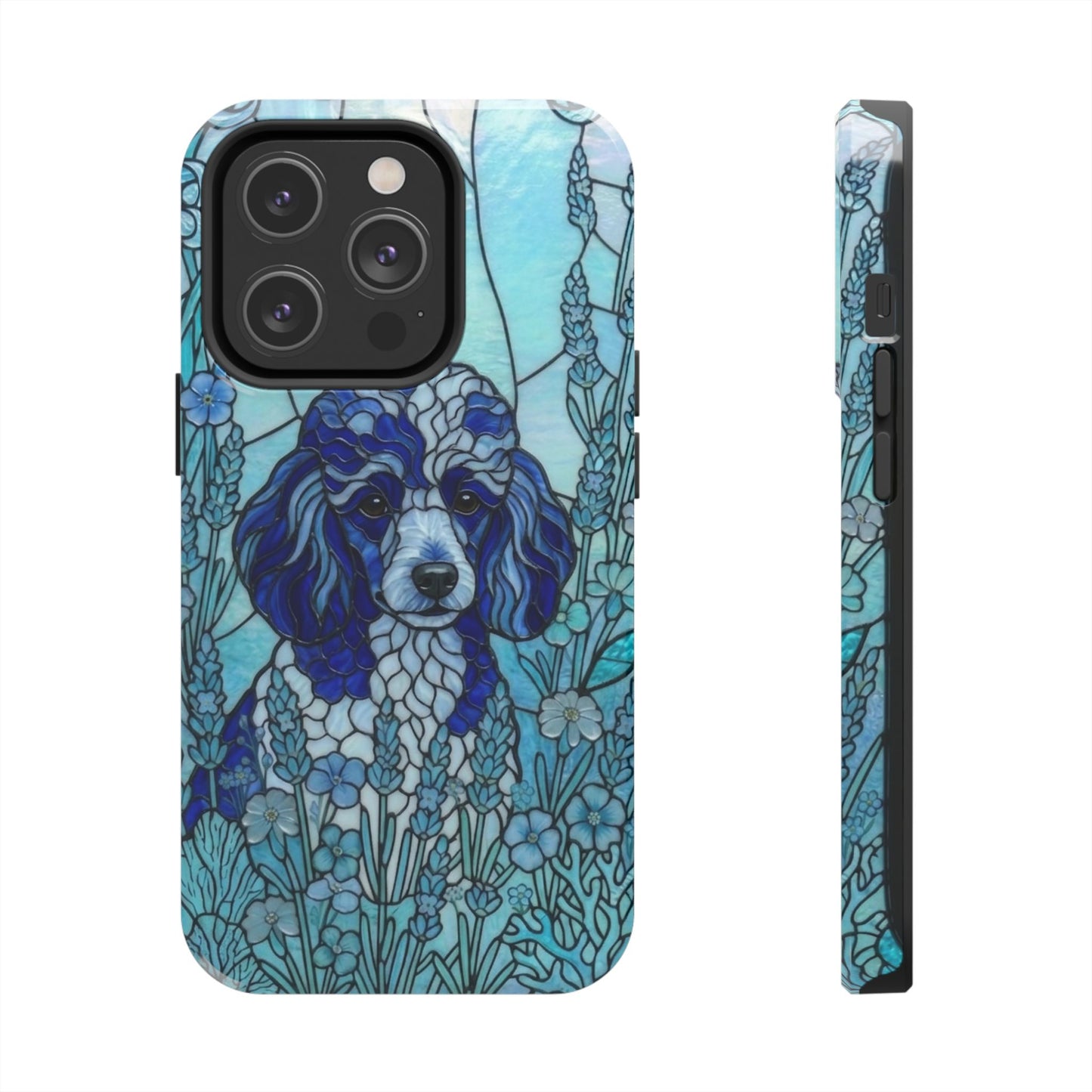 Toy Poodle Stained Glass Style Tough Case — Ocean Blue Theme