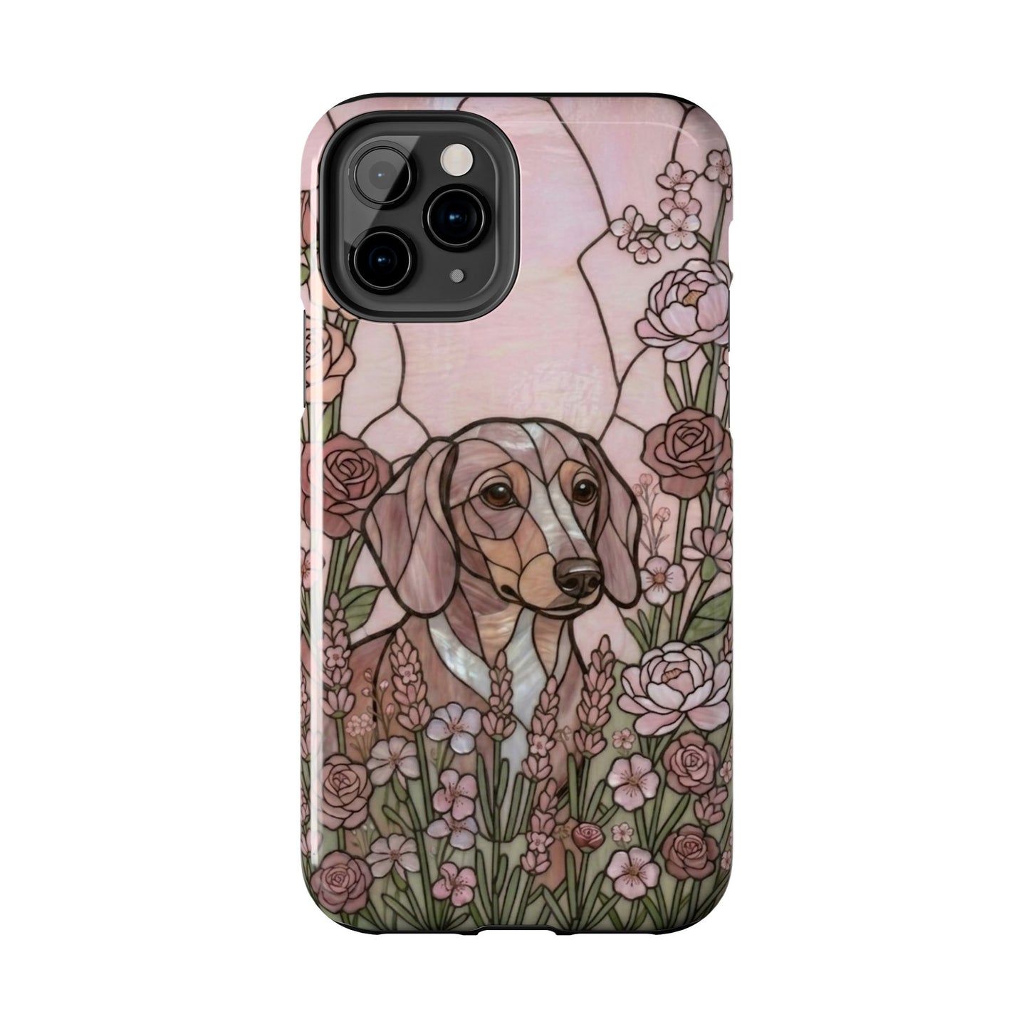 Dachshund Stained Glass Style Tough Case — Rose Garden Theme