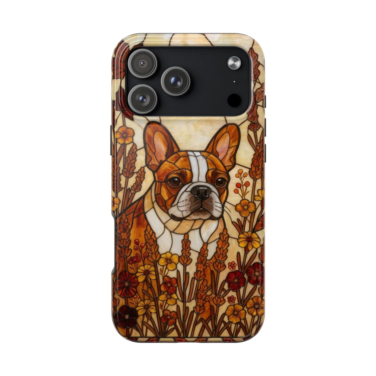 Frenchie Stained Glass Style Tough Case — Autumn Warmth Theme