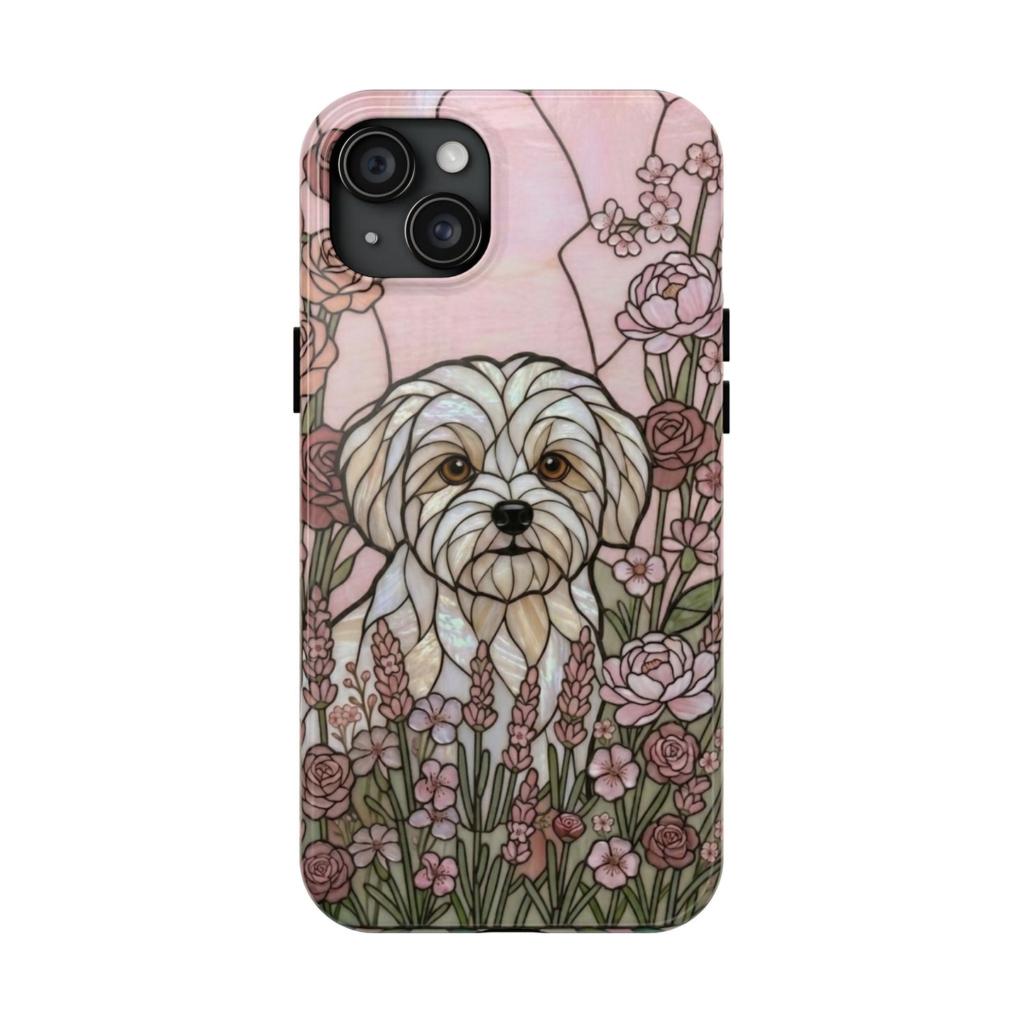 Maltese Stained Glass Style Tough Case — Rose Garden Theme