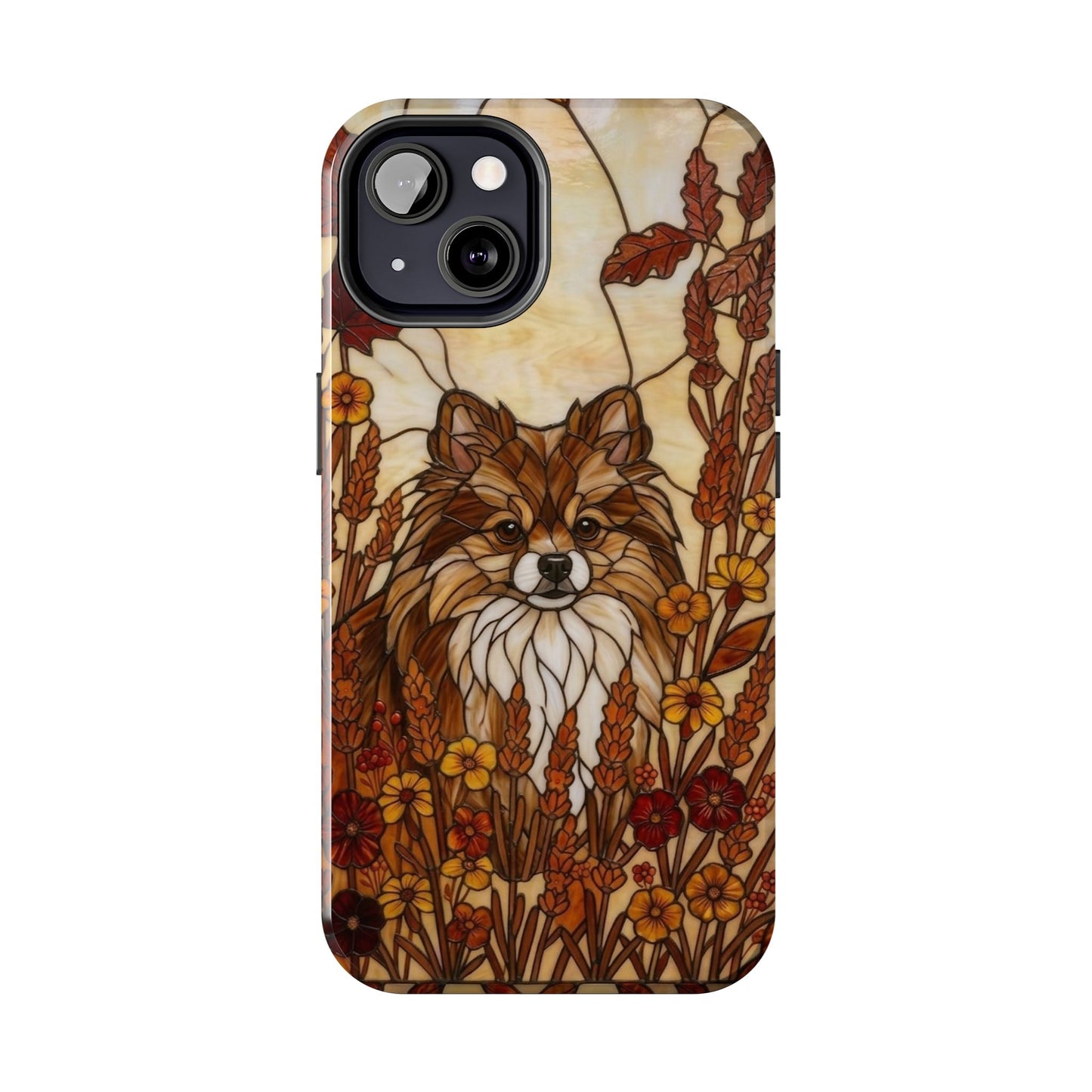 Pomeranian Stained Glass Style Tough Case — Autumn Warmth Theme