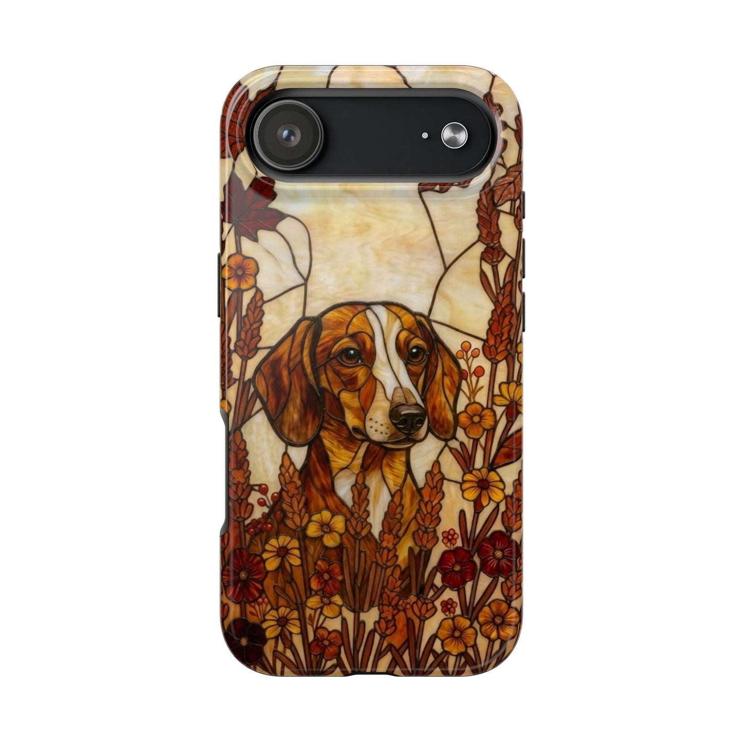 Dachshund Stained Glass Style Tough Case — Autumn Warmth Theme