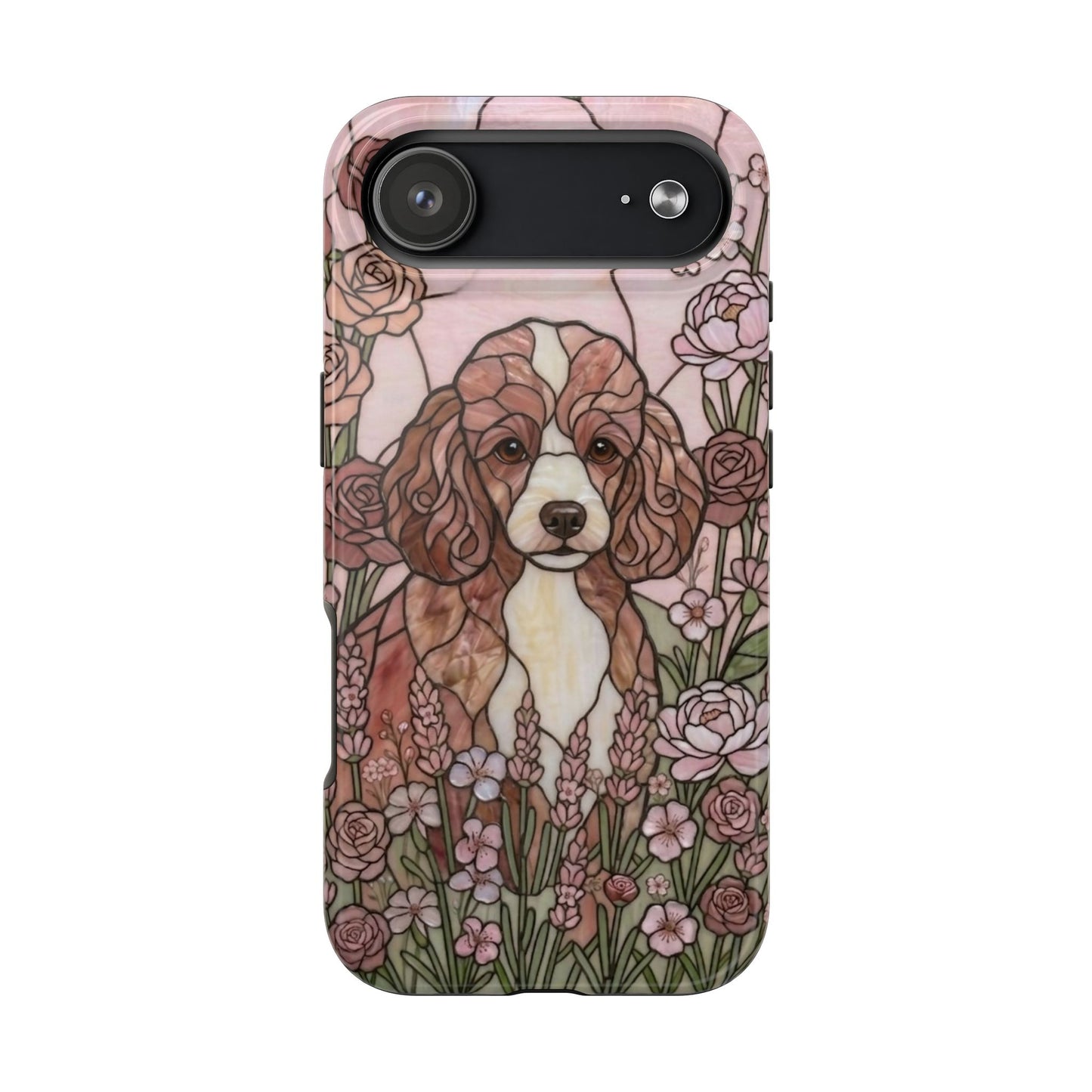 Toy Poodle Stained Glass Style Tough Case — Rose Garden Theme