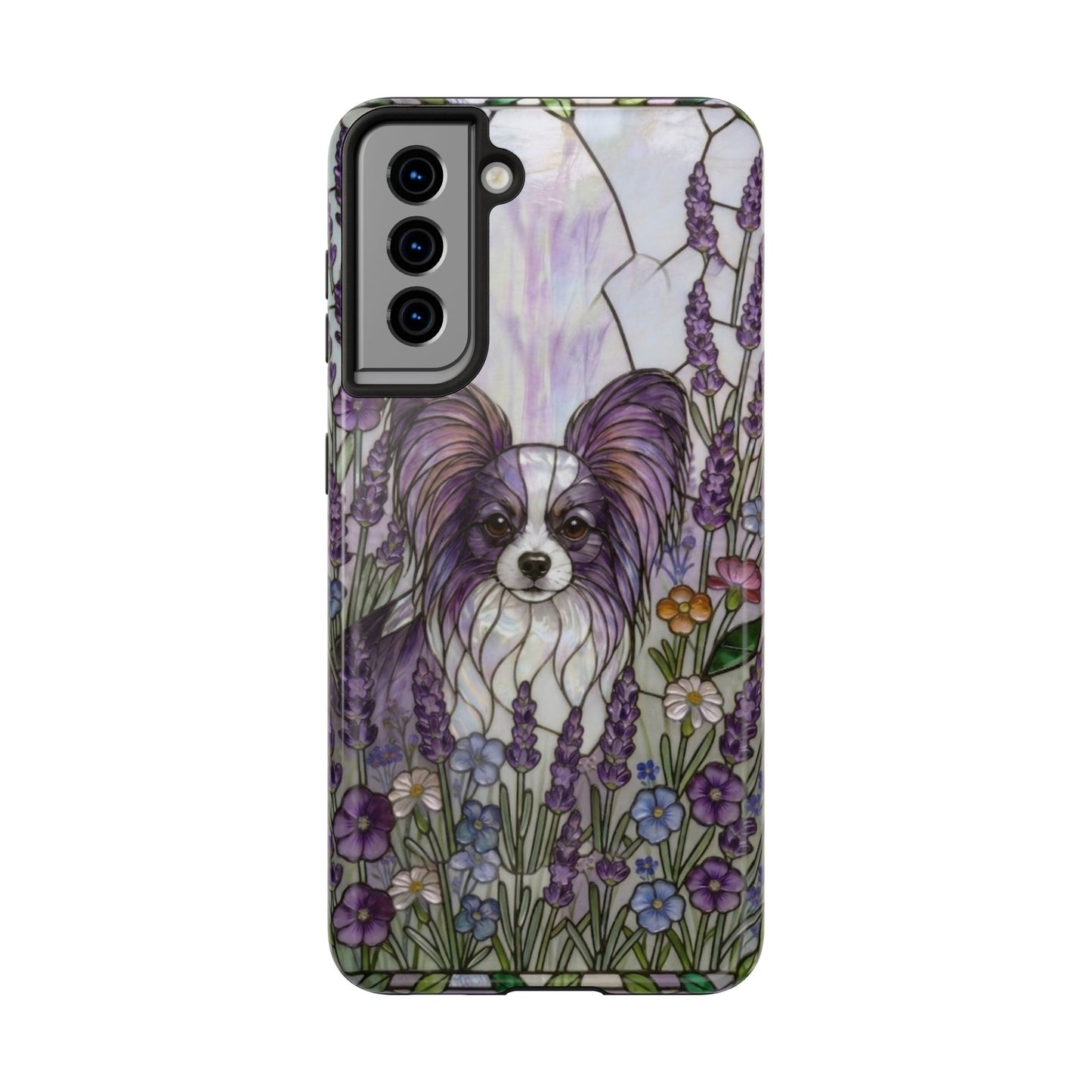Papillon Stained Glass Style Tough Case — Lavender Floral Theme